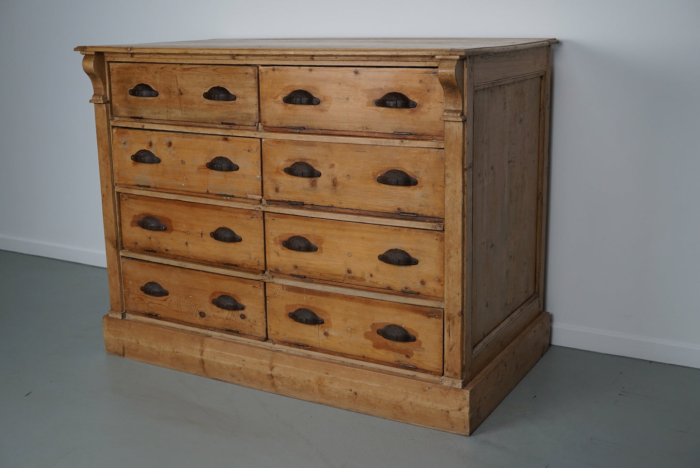 Antique German Pine Shop Cabinet, Early 20th Century