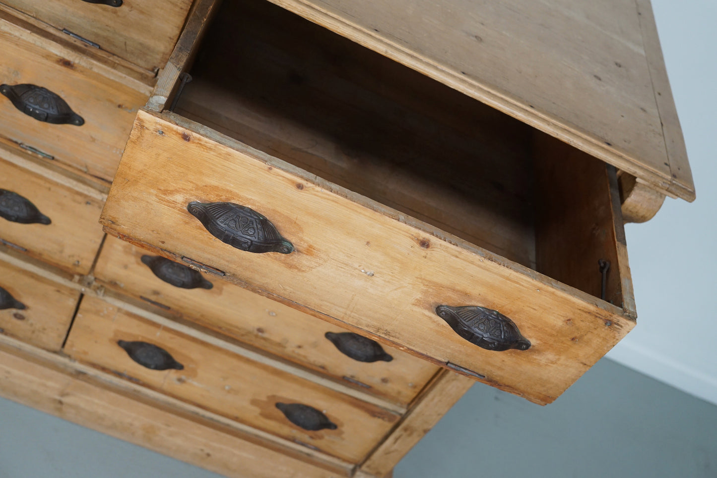 Antique German Pine Shop Cabinet, Early 20th Century