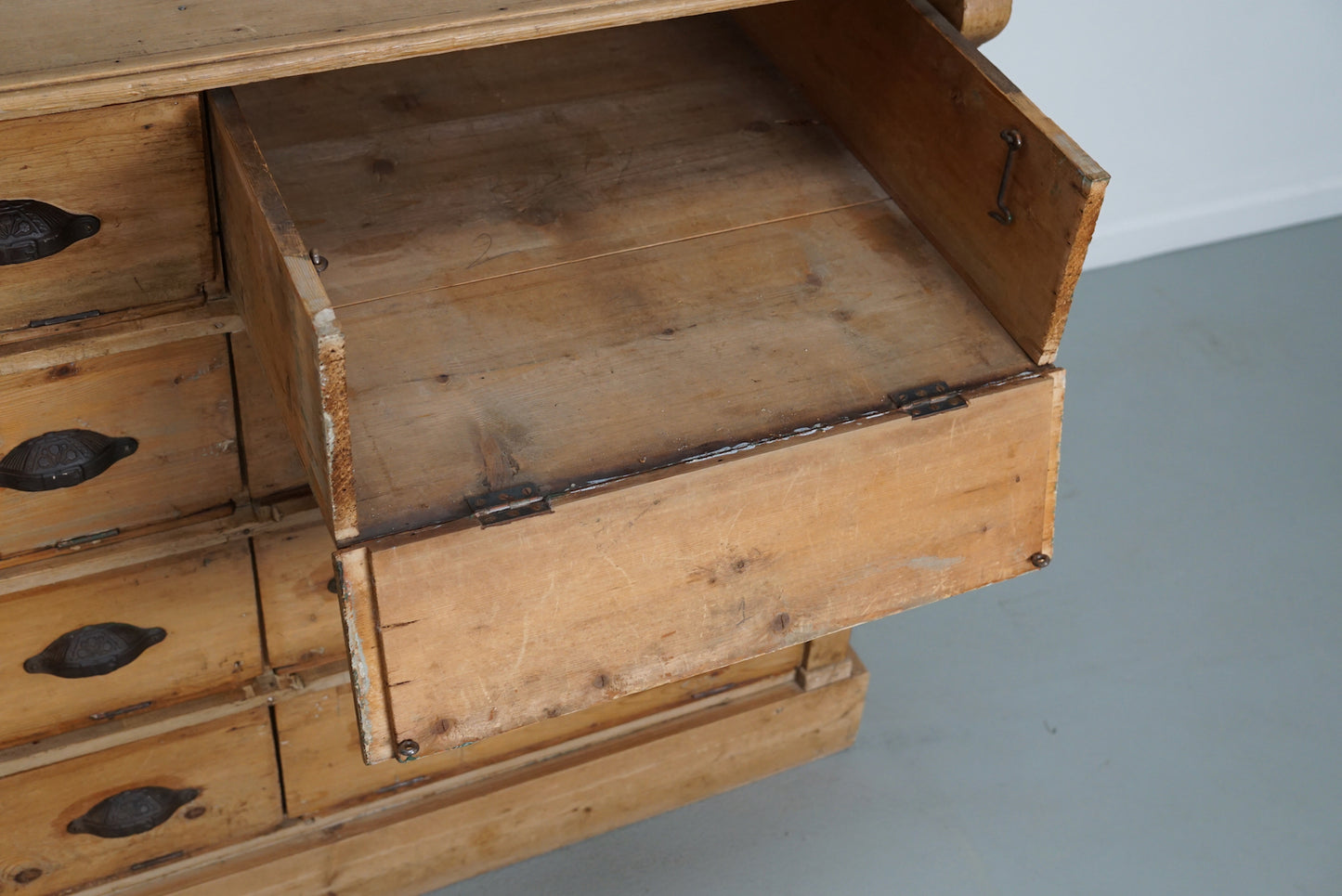 Antique German Pine Shop Cabinet, Early 20th Century