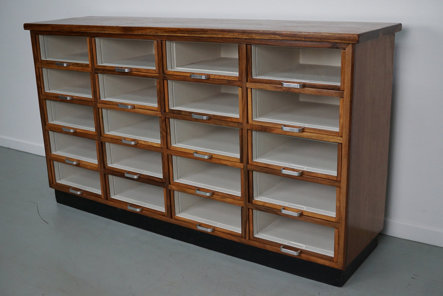 Vintage Dutch Walnut Haberdashery Shop Cabinet / Vitrine, 1950s