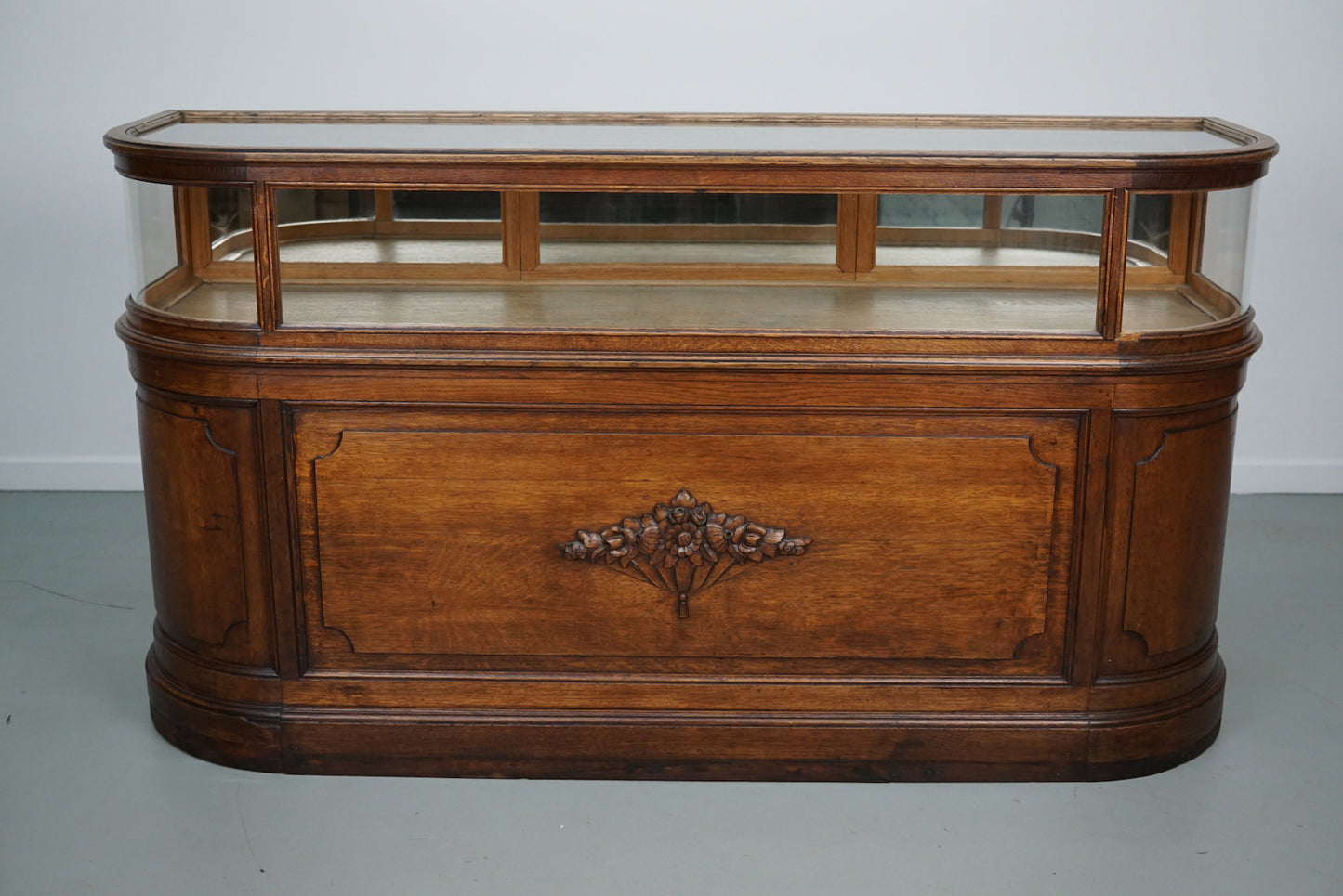Antique French Oak Jewelry Cabinet or Shop Counter, Early 20th Century