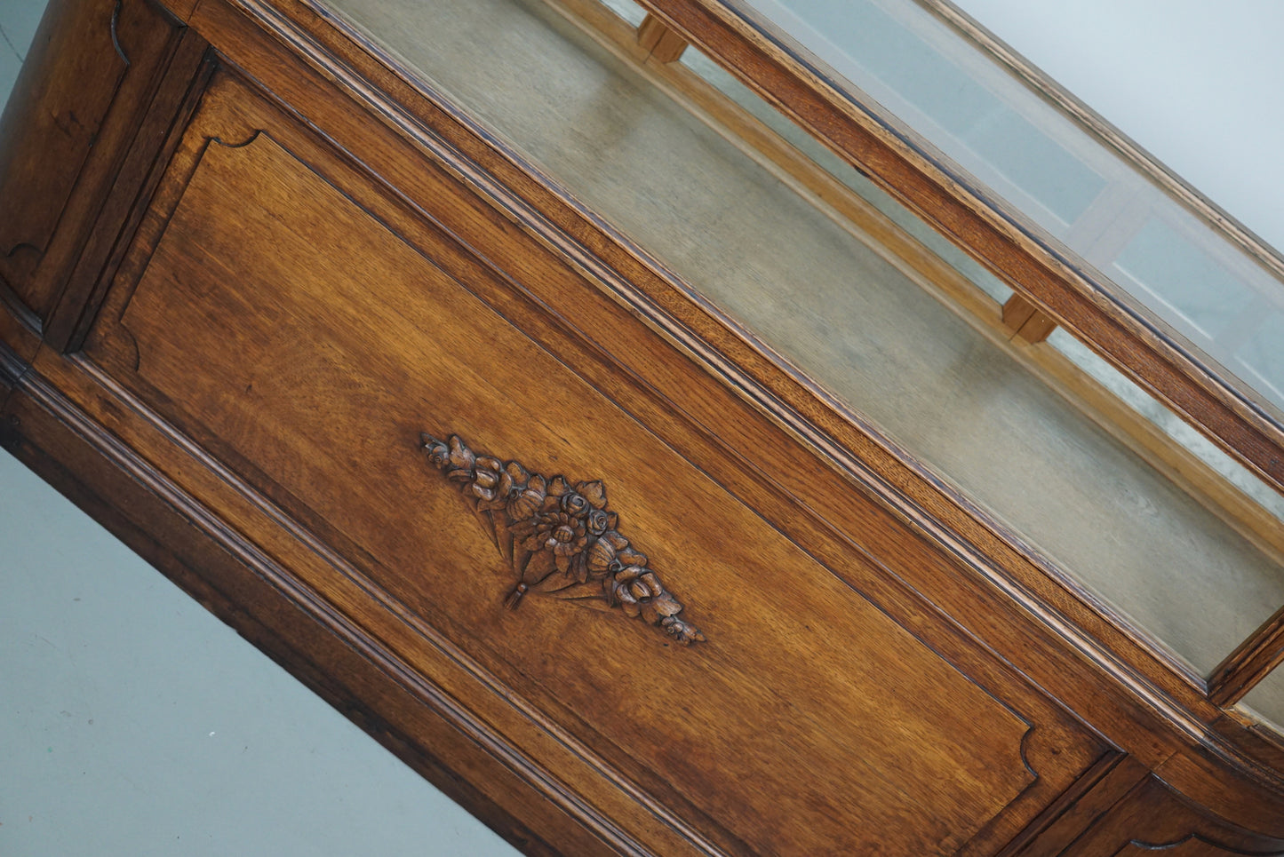 Antique French Oak Jewelry Cabinet or Shop Counter, Early 20th Century