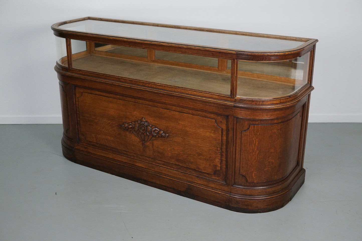 Antique French Oak Jewelry Cabinet or Shop Counter, Early 20th Century