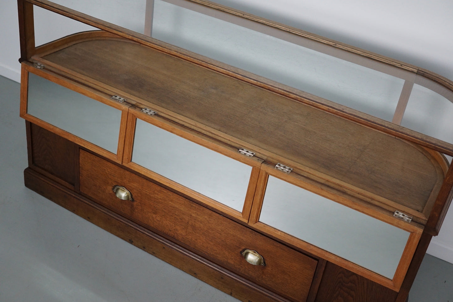 Antique French Oak Jewelry Cabinet or Shop Counter, Early 20th Century