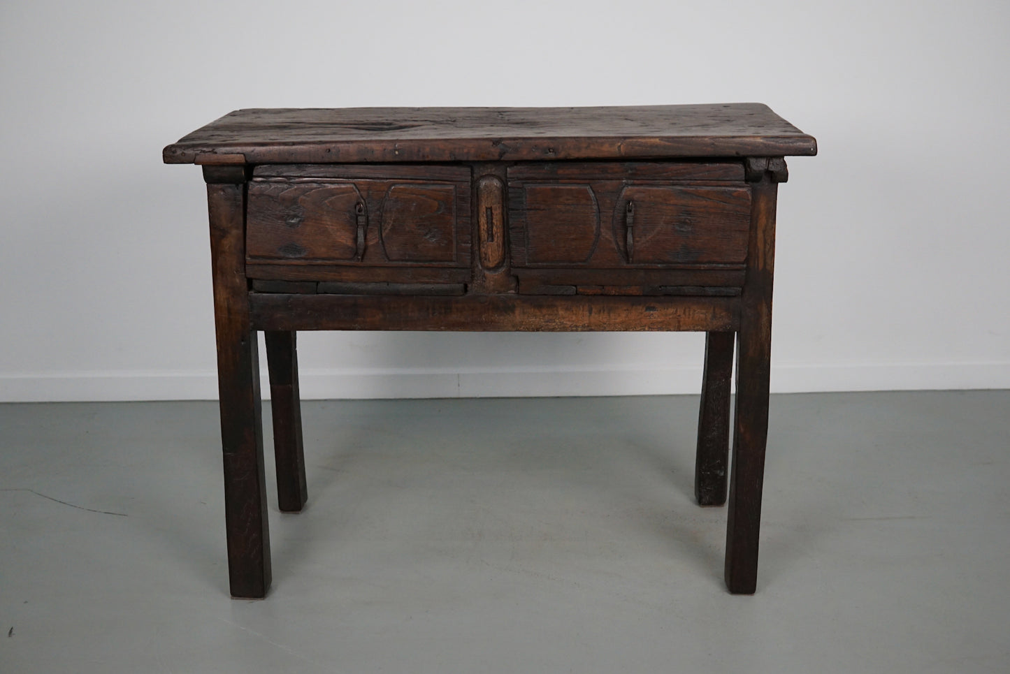 Antique Spanish Rustic Farmhouse Chestnut Side Table / Console, 18th Century