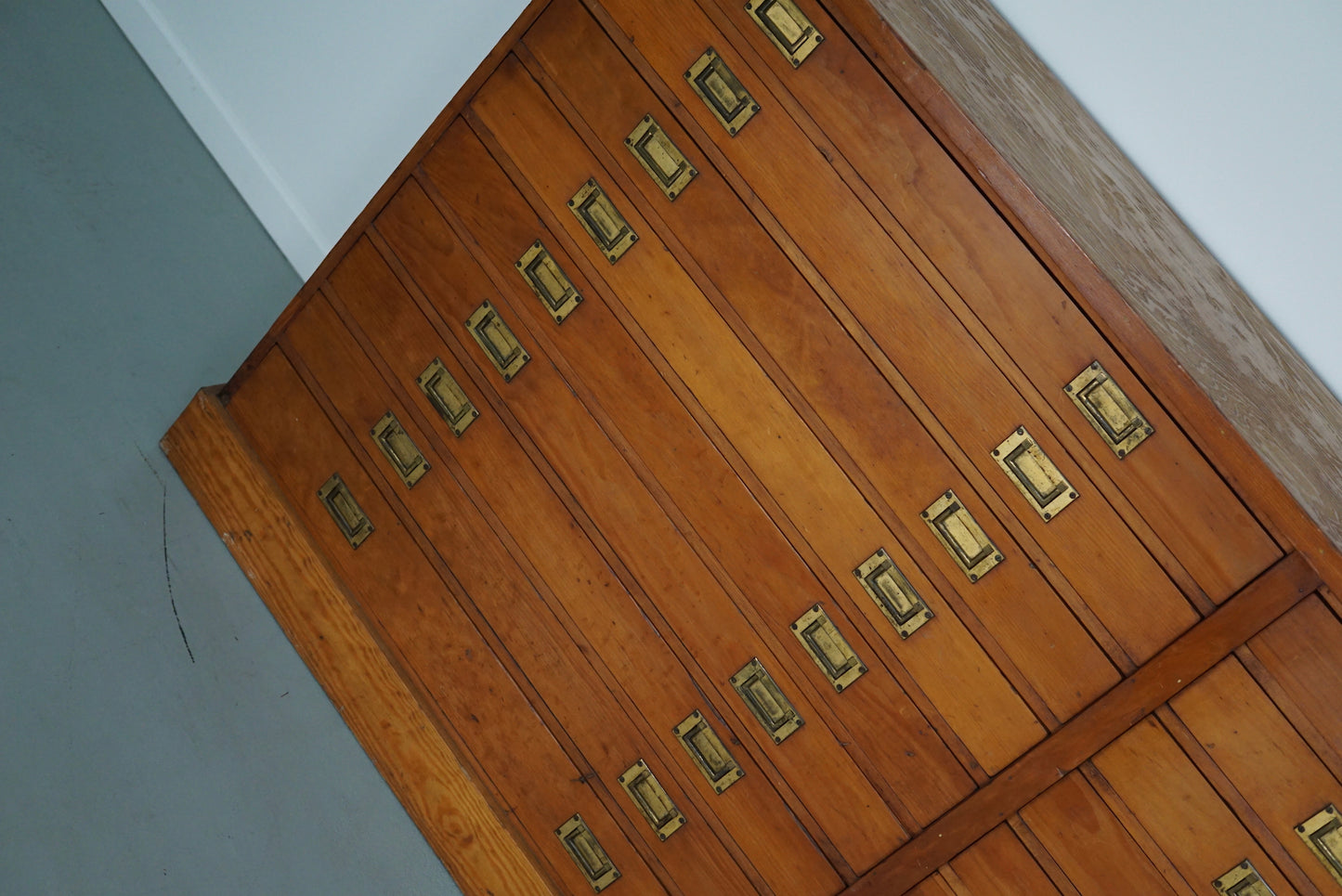 English Pitch Pine Apothecary Cabinet / Plan Chest, Early 20th Century