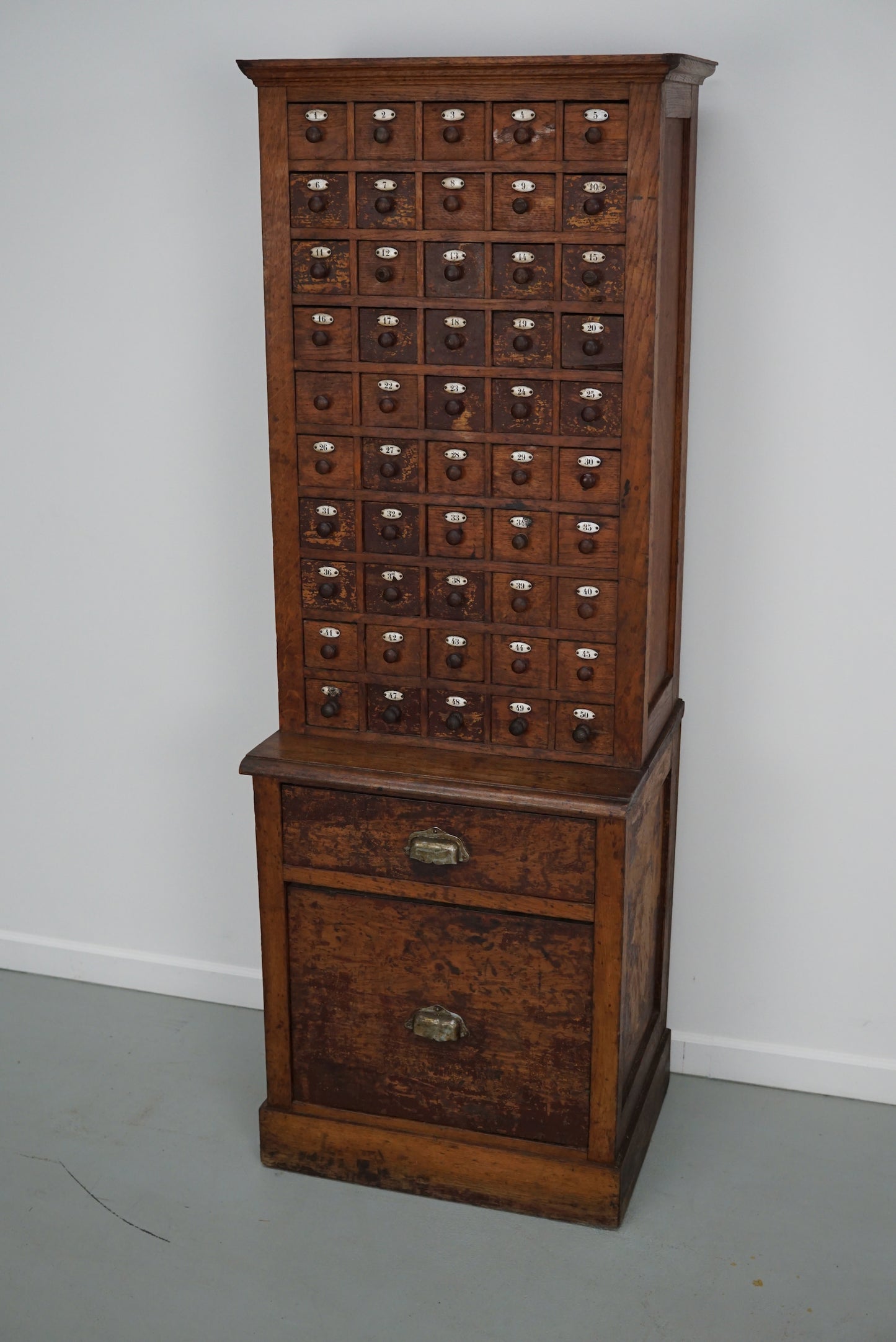 French Oak Jewelers / Watchmakers Cabinet, Early 20th Century