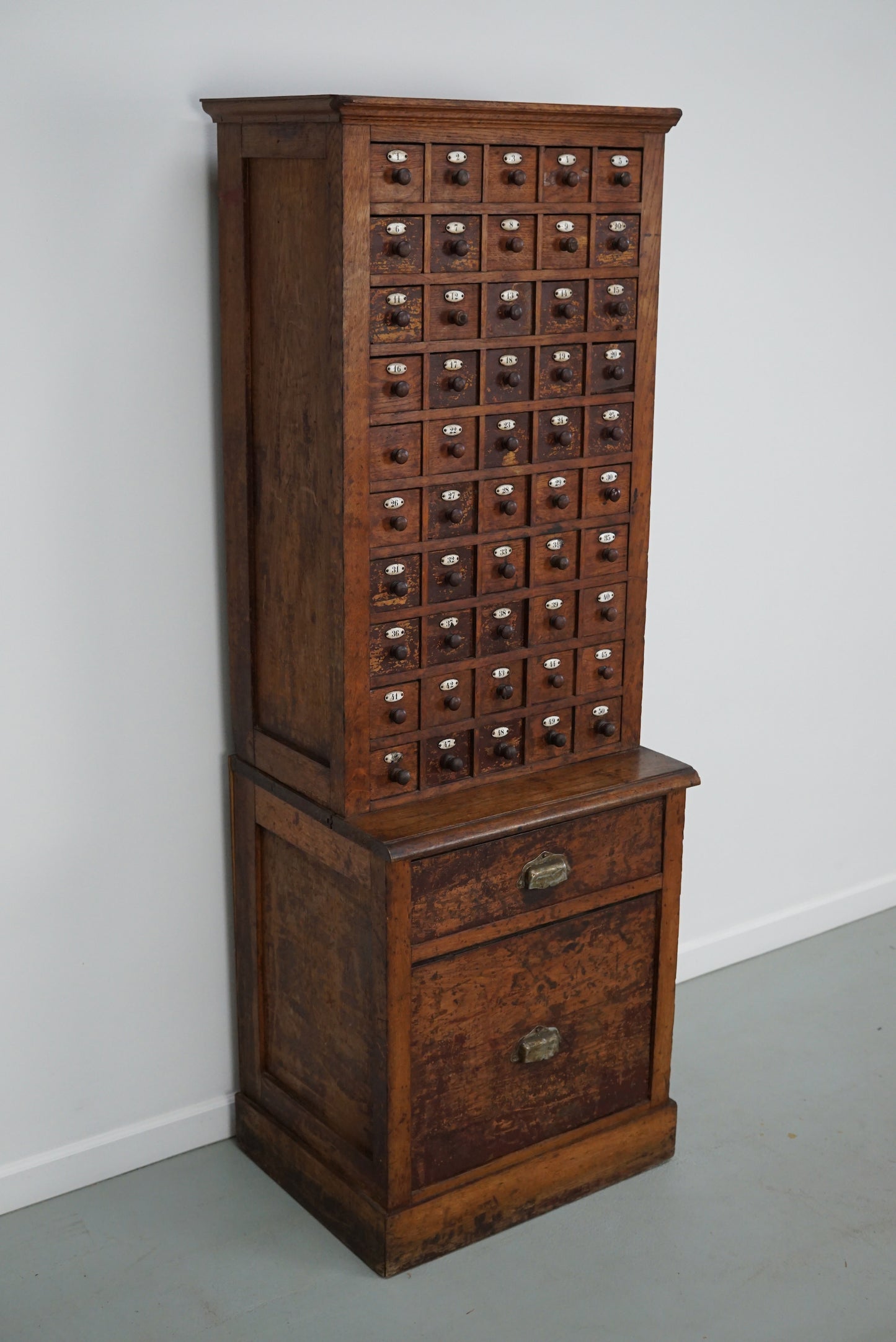 French Oak Jewelers / Watchmakers Cabinet, Early 20th Century