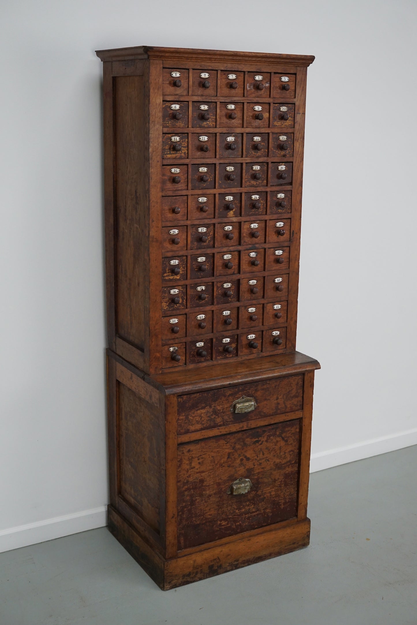 French Oak Jewelers / Watchmakers Cabinet, Early 20th Century