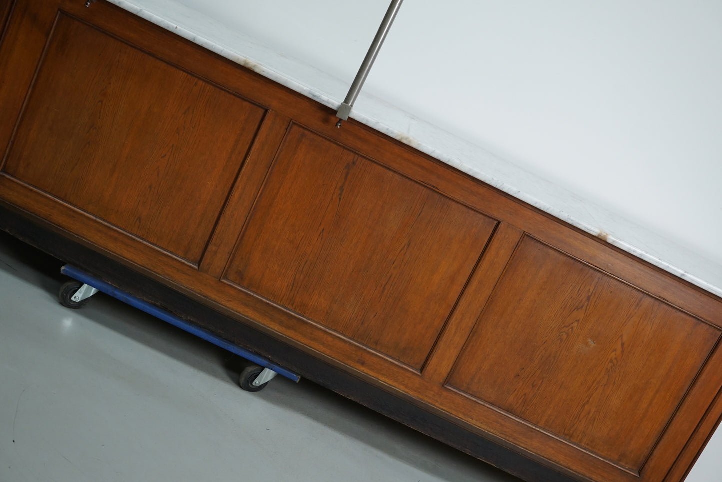 Large Antique Art Deco German Oak & Marble Chocolate Shop Counter, 1920s