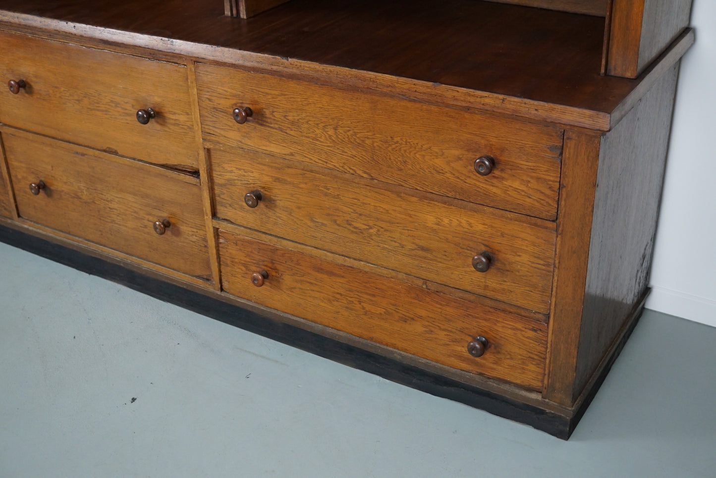 Large Antique Art Deco German Oak Chocolate Shop Cabinet, 1920s