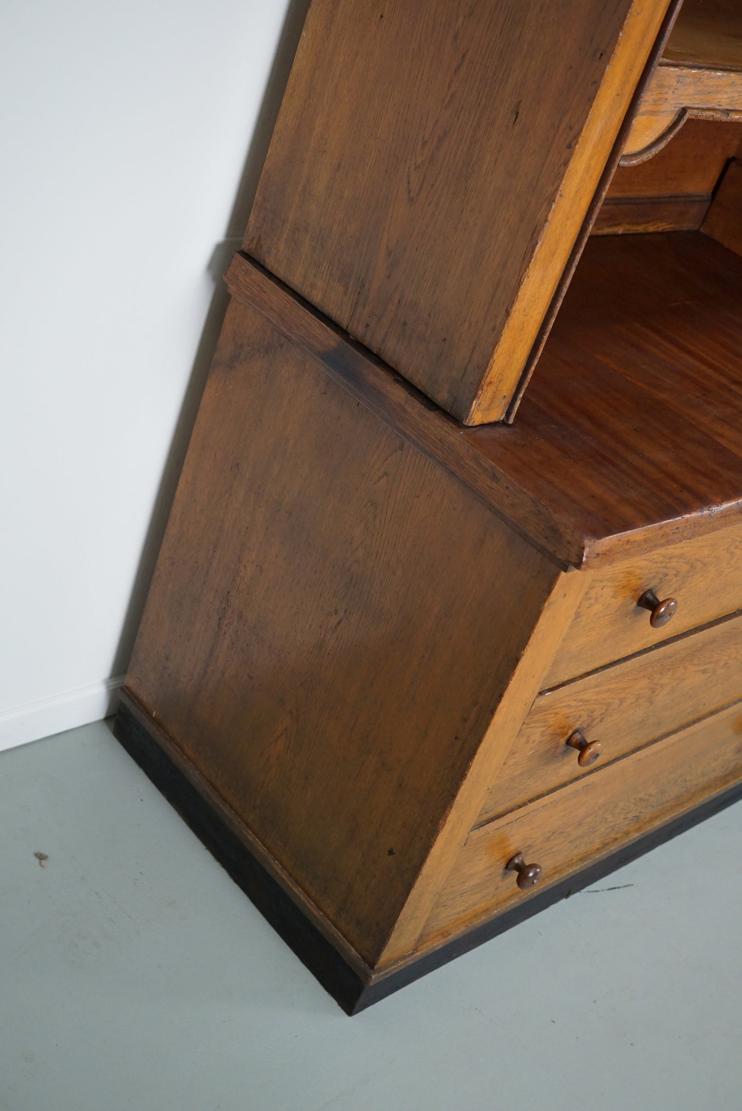 Large Antique Art Deco German Oak Chocolate Shop Cabinet, 1920s
