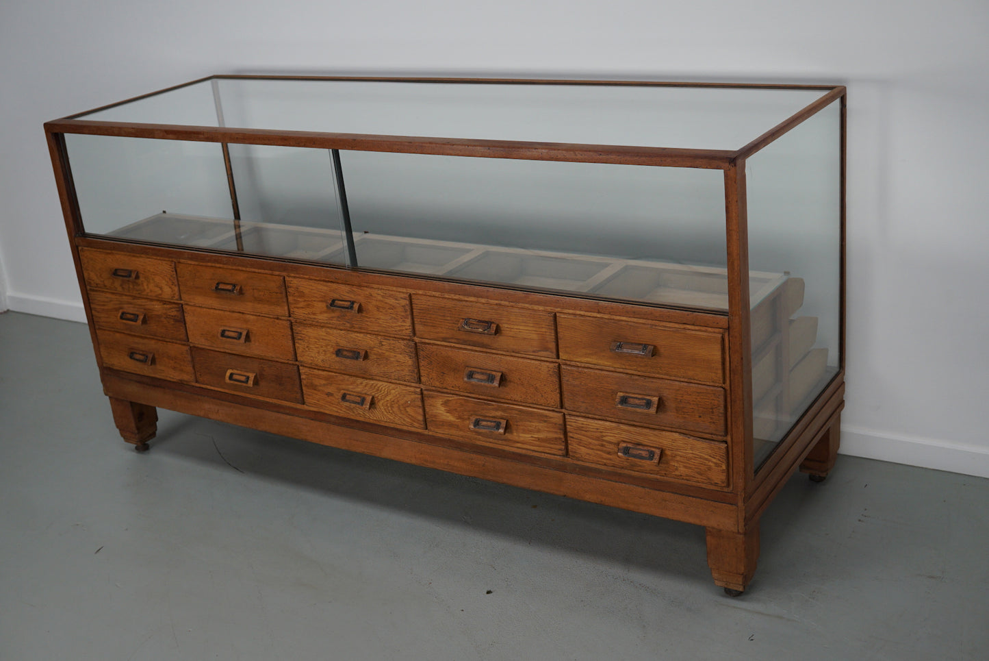 Antique British Oak Haberdashery Cabinet or Shop Counter, 1920/30s