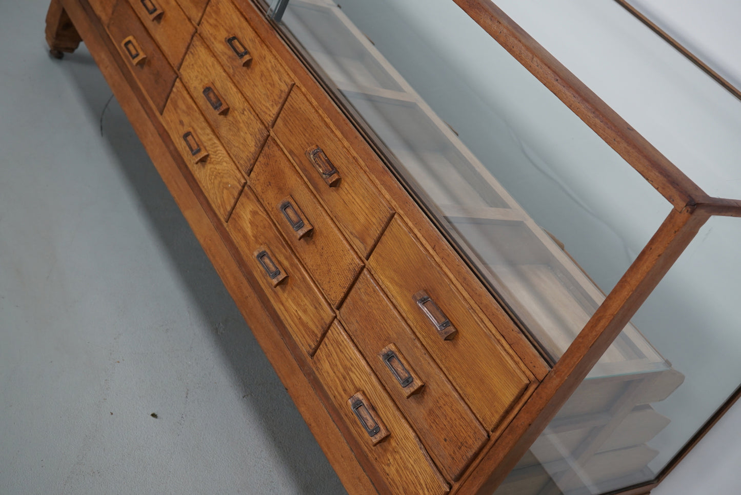 Antique British Oak Haberdashery Cabinet or Shop Counter, 1920/30s