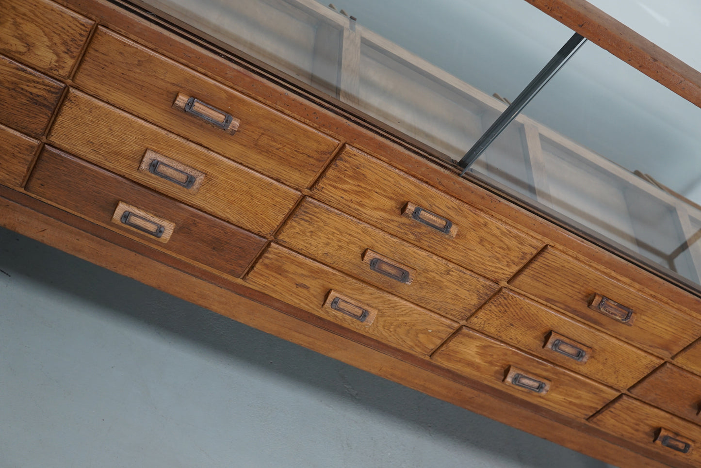 Antique British Oak Haberdashery Cabinet or Shop Counter, 1920/30s