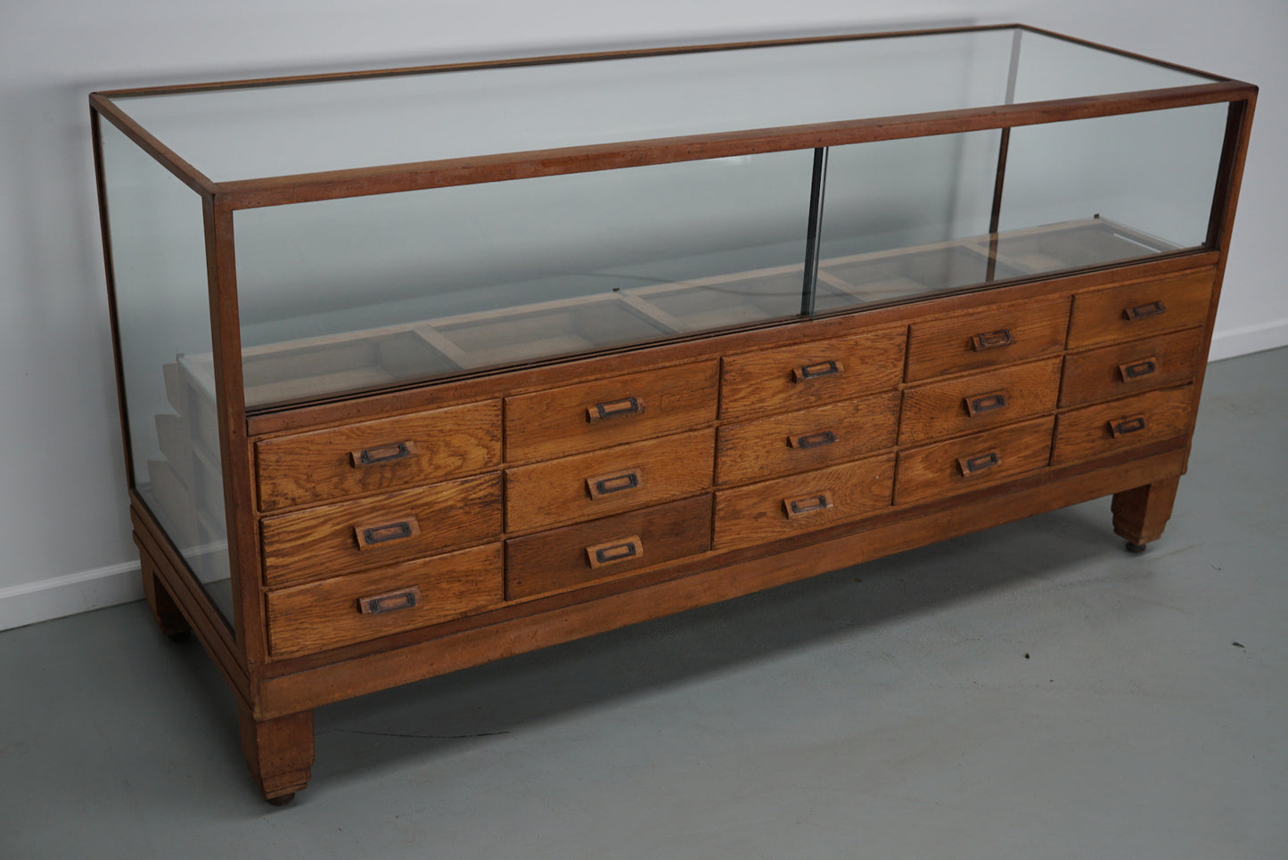 Antique British Oak Haberdashery Cabinet or Shop Counter, 1920/30s