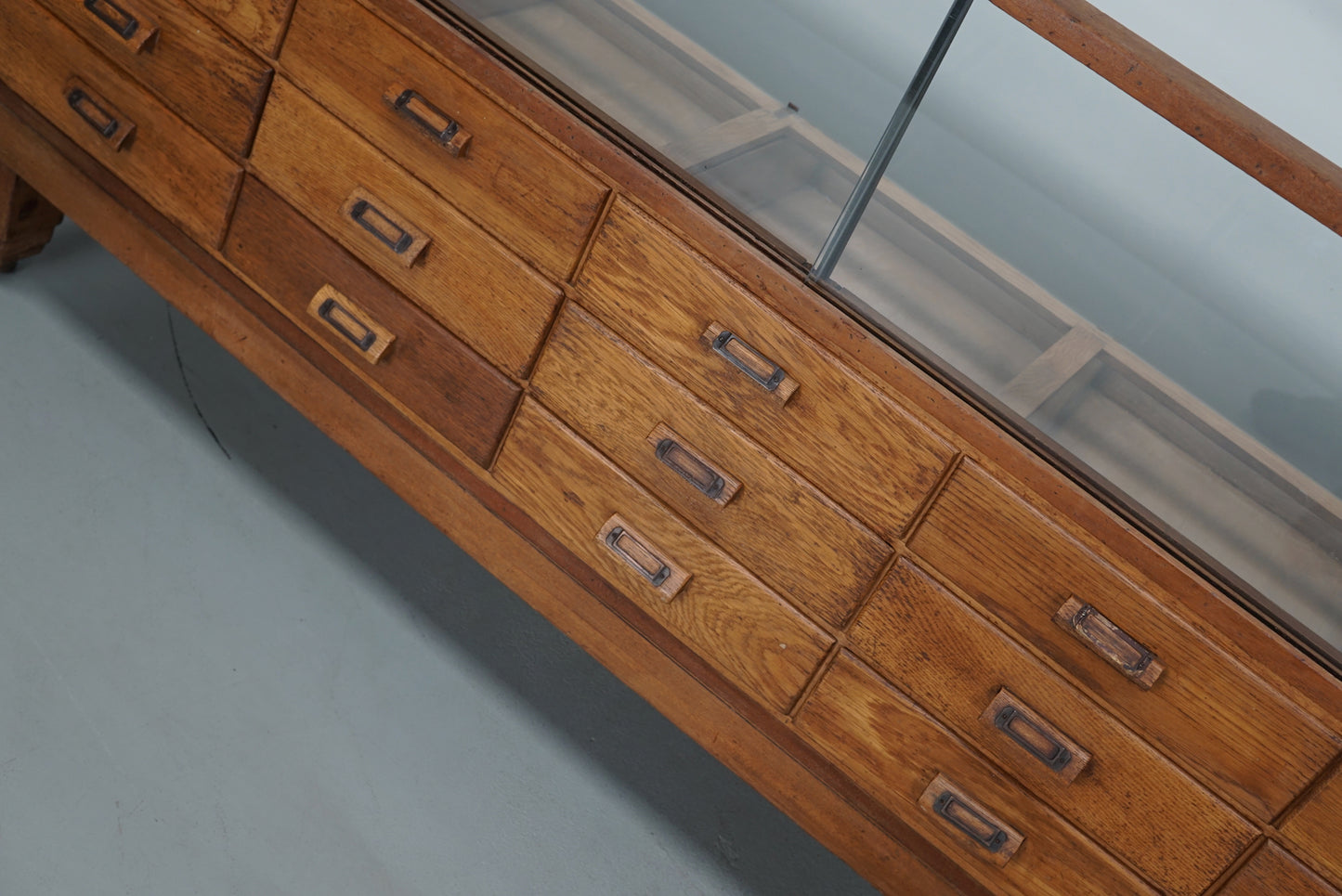 Antique British Oak Haberdashery Cabinet or Shop Counter, 1920/30s