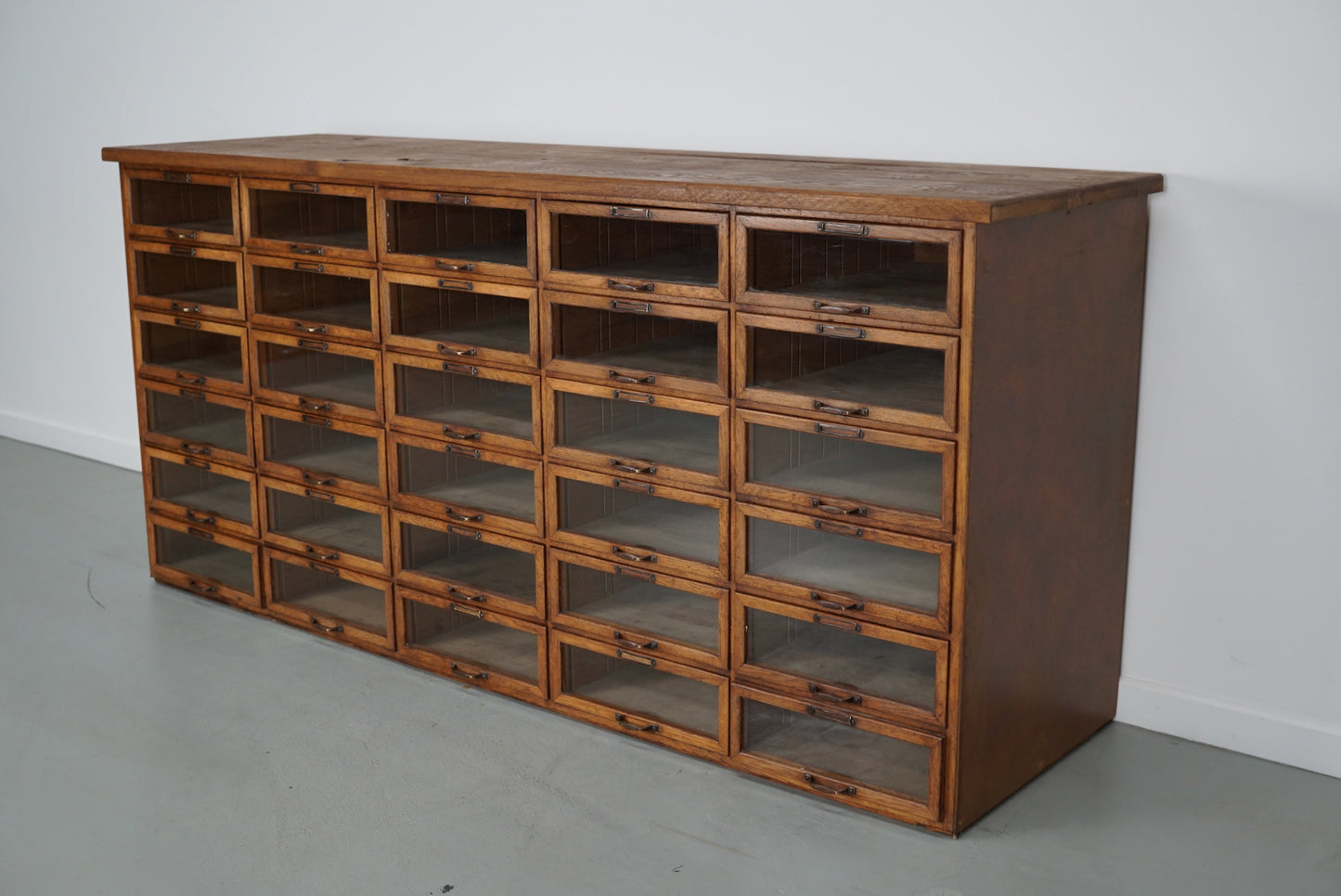 Vintage Dutch Oak Haberdashery Shop Cabinet / Vitrine, 1930s