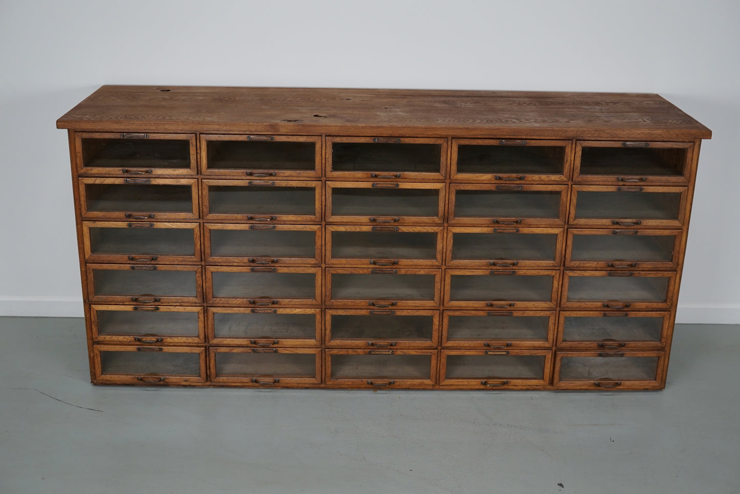 Vintage Dutch Oak Haberdashery Shop Cabinet / Vitrine, 1930s