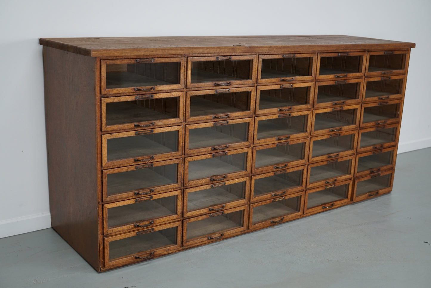 Vintage Dutch Oak Haberdashery Shop Cabinet / Vitrine, 1930s