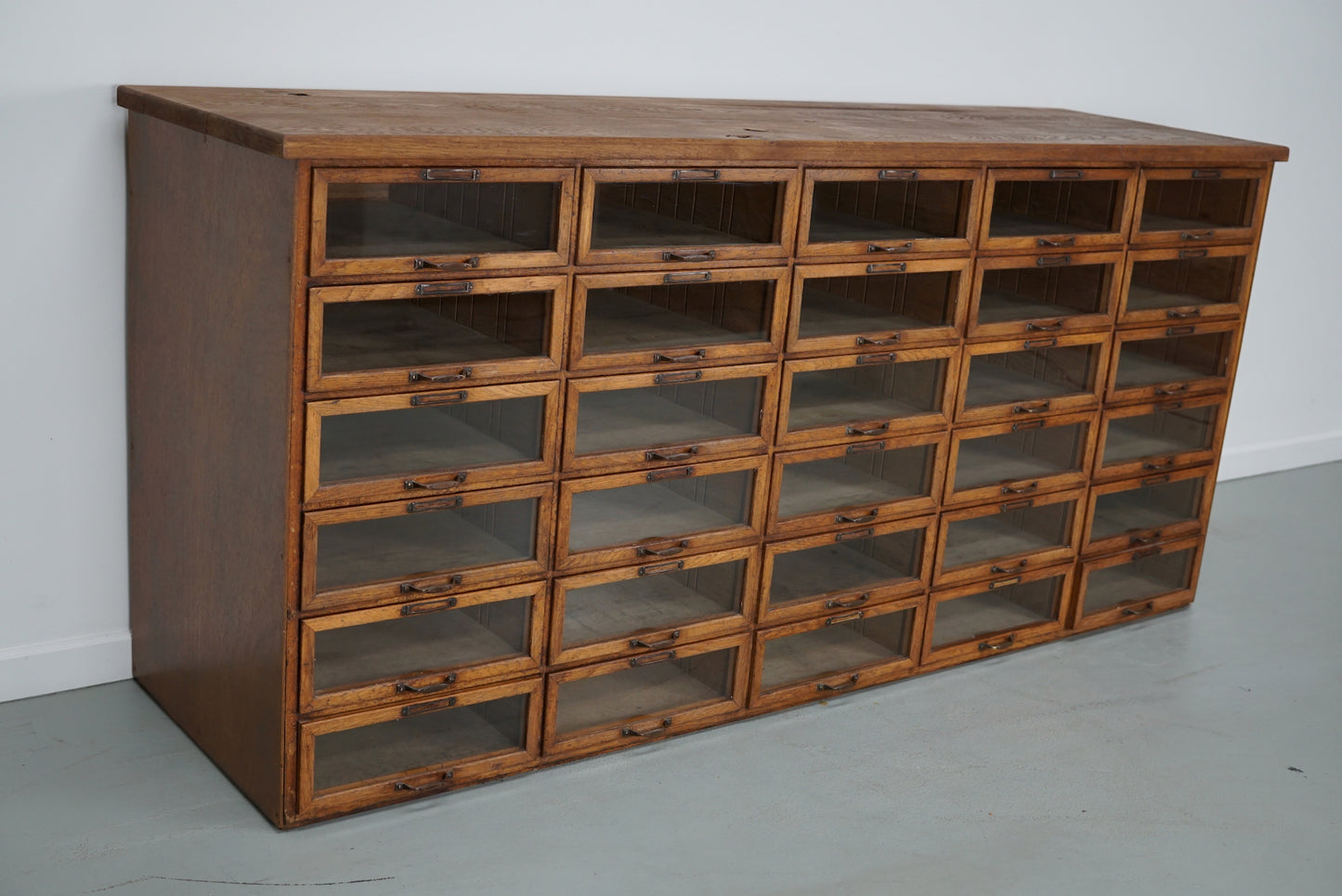Vintage Dutch Oak Haberdashery Shop Cabinet / Vitrine, 1930s