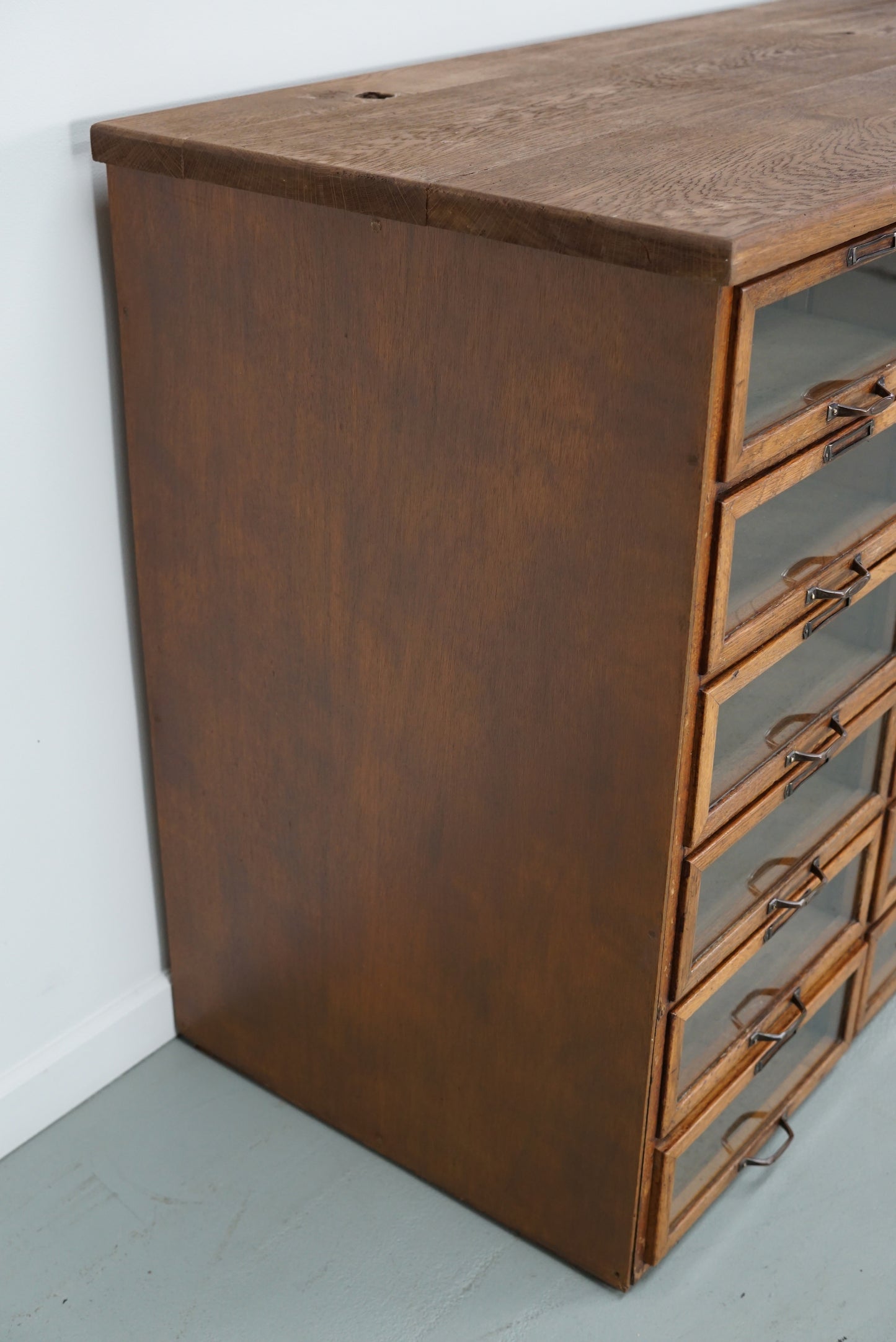 Vintage Dutch Oak Haberdashery Shop Cabinet / Vitrine, 1930s
