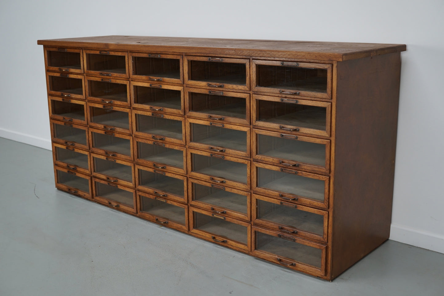 Vintage Dutch Oak Haberdashery Shop Cabinet / Vitrine, 1930s