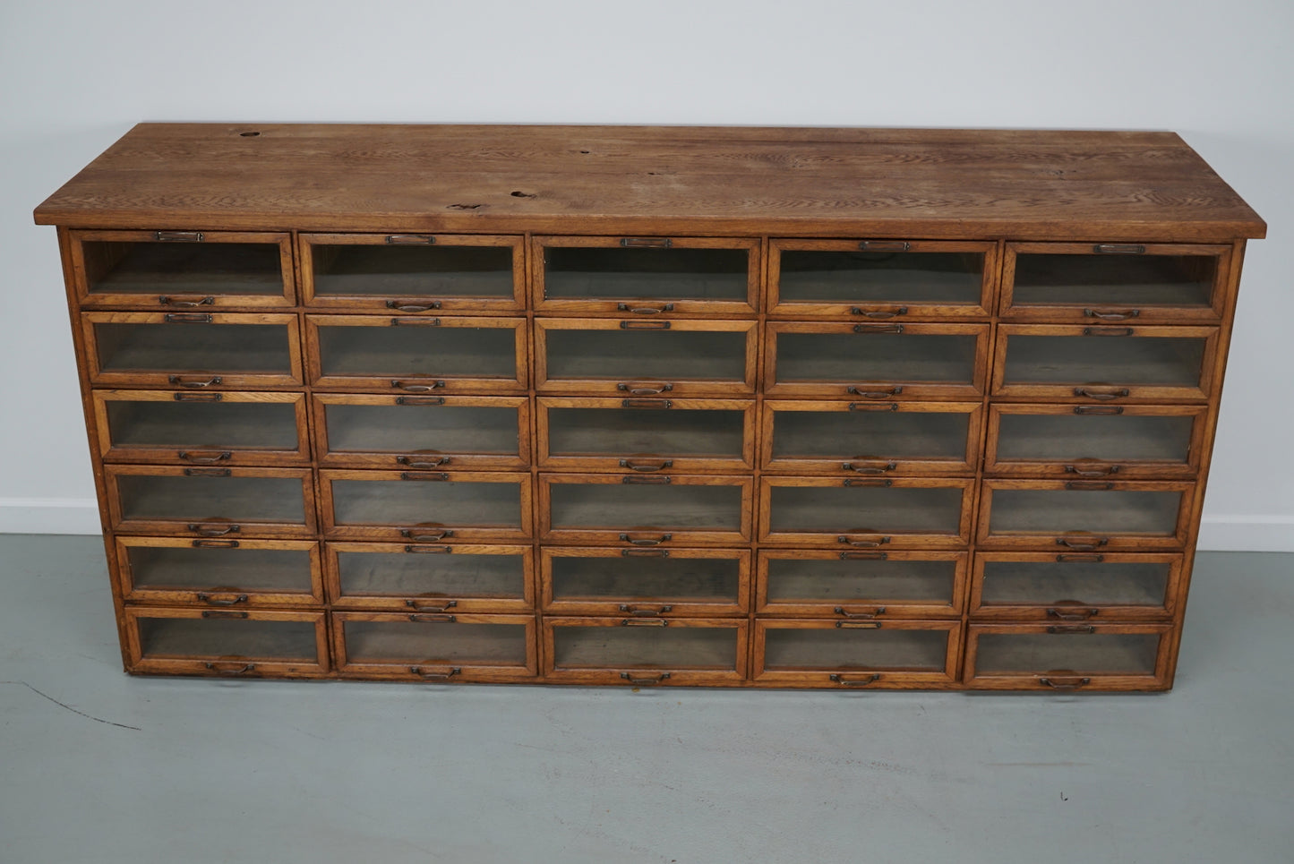 Vintage Dutch Oak Haberdashery Shop Cabinet / Vitrine, 1930s