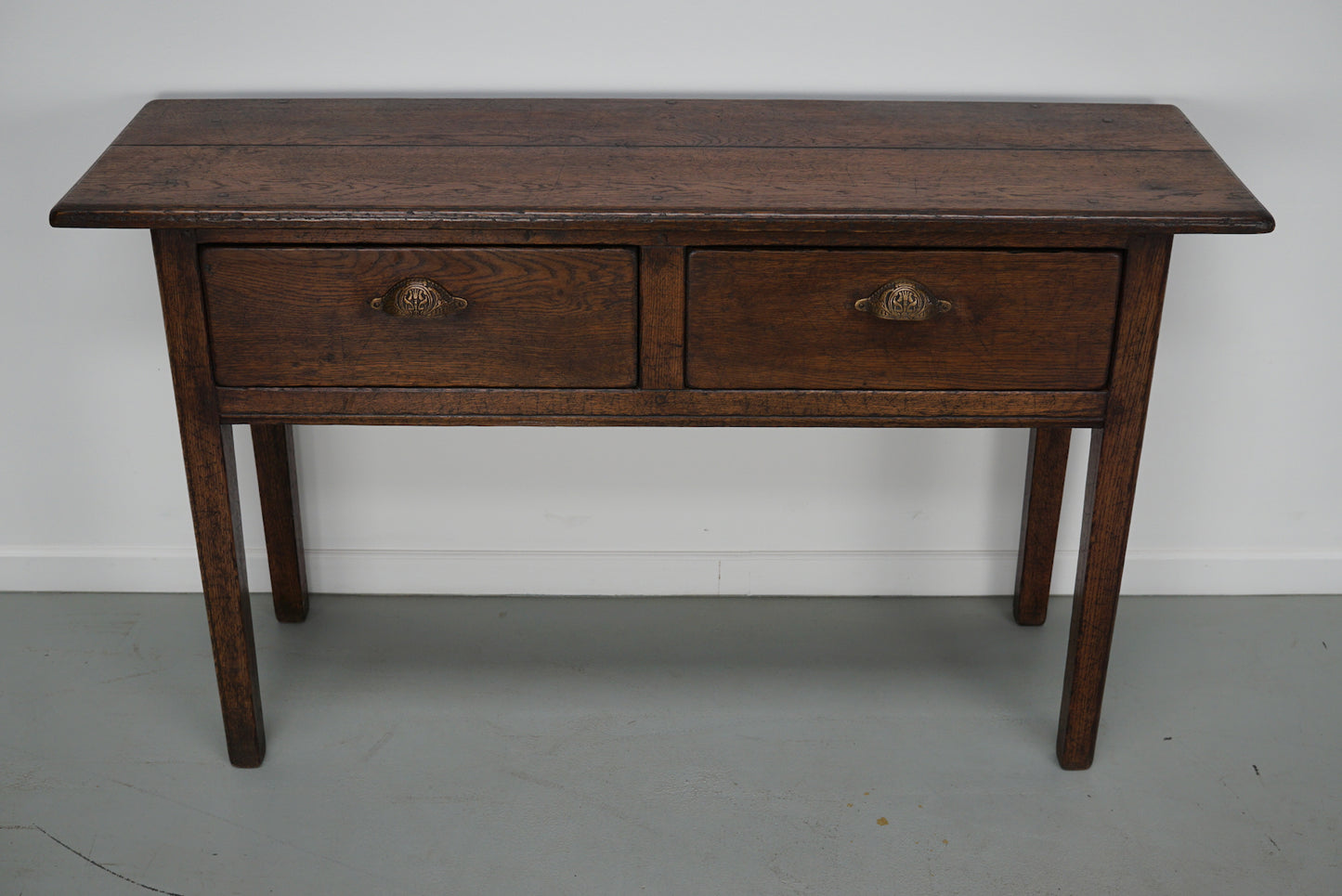 Vintage French Rustic Farmhouse Oak Side Table