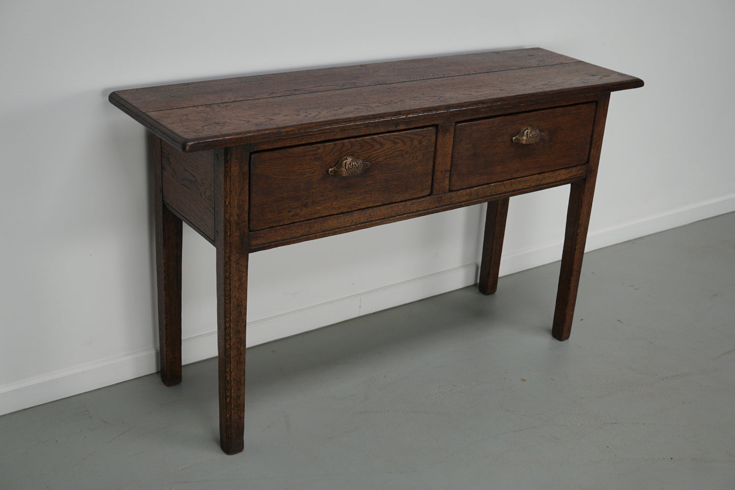 Vintage French Rustic Farmhouse Oak Side Table