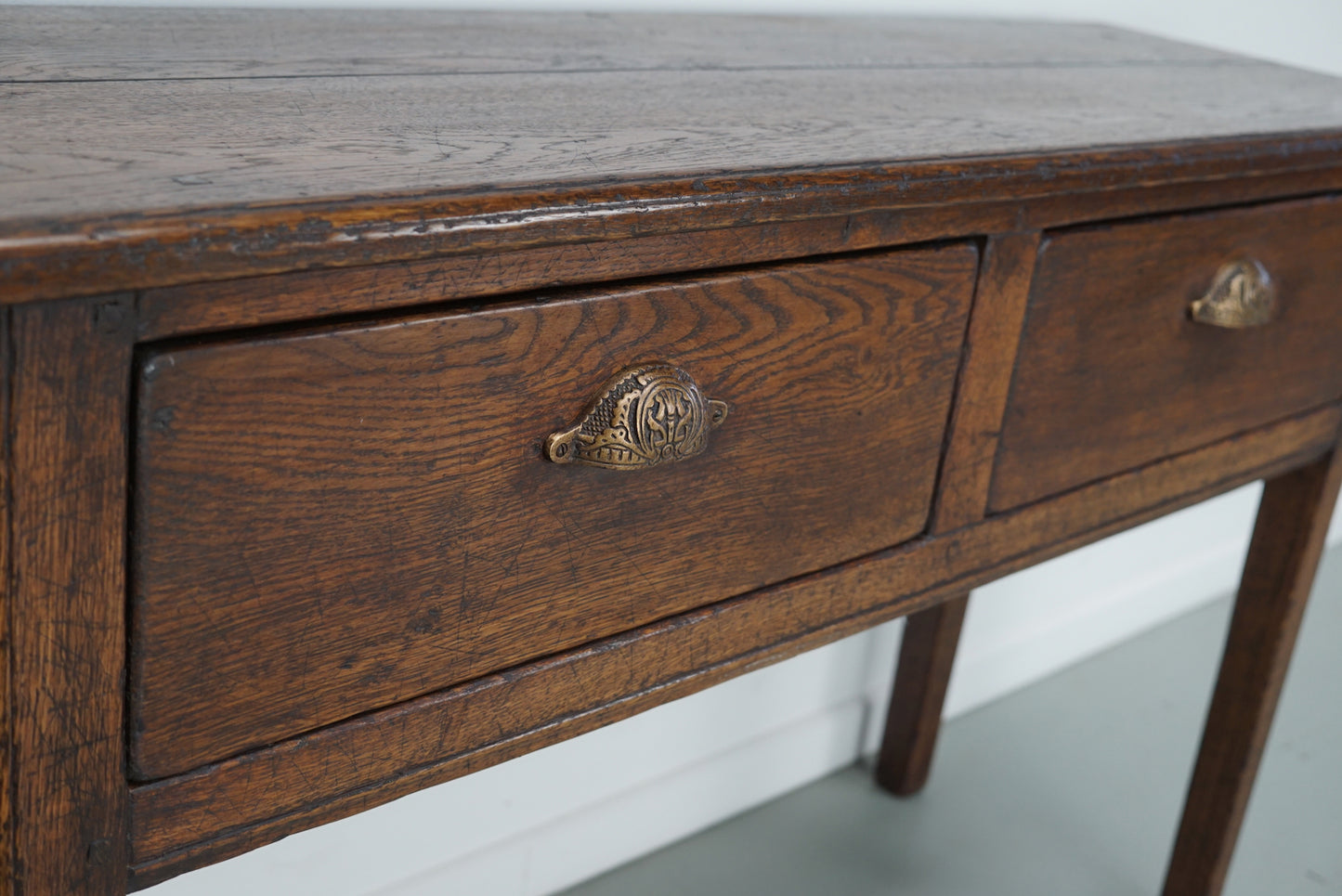 Vintage French Rustic Farmhouse Oak Side Table