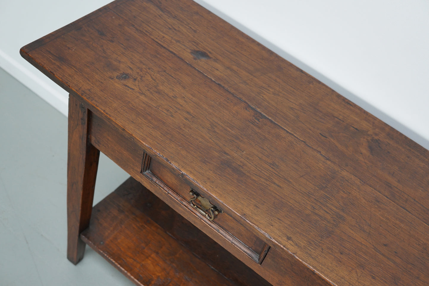 Vintage French Rustic Farmhouse Oak Side Table