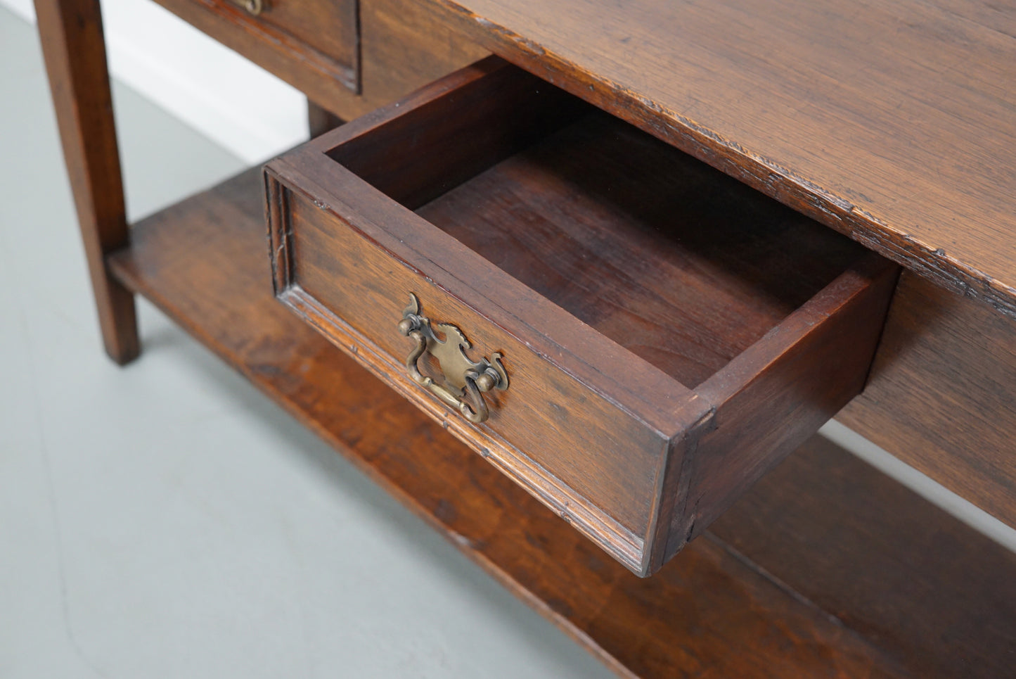 Vintage French Rustic Farmhouse Oak Side Table