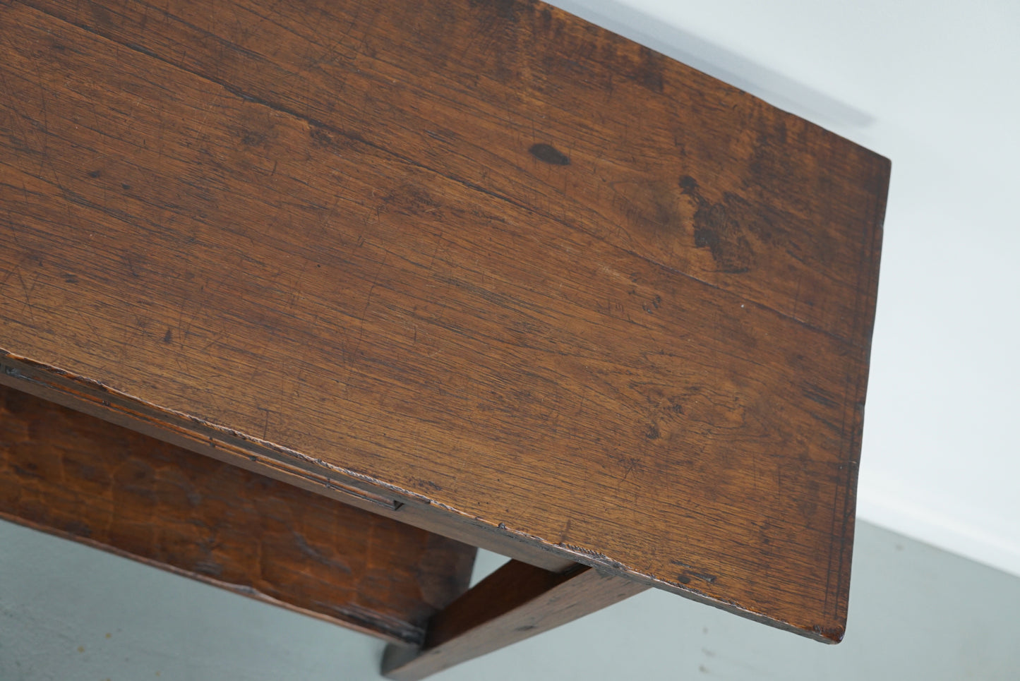 Vintage French Rustic Farmhouse Oak Side Table