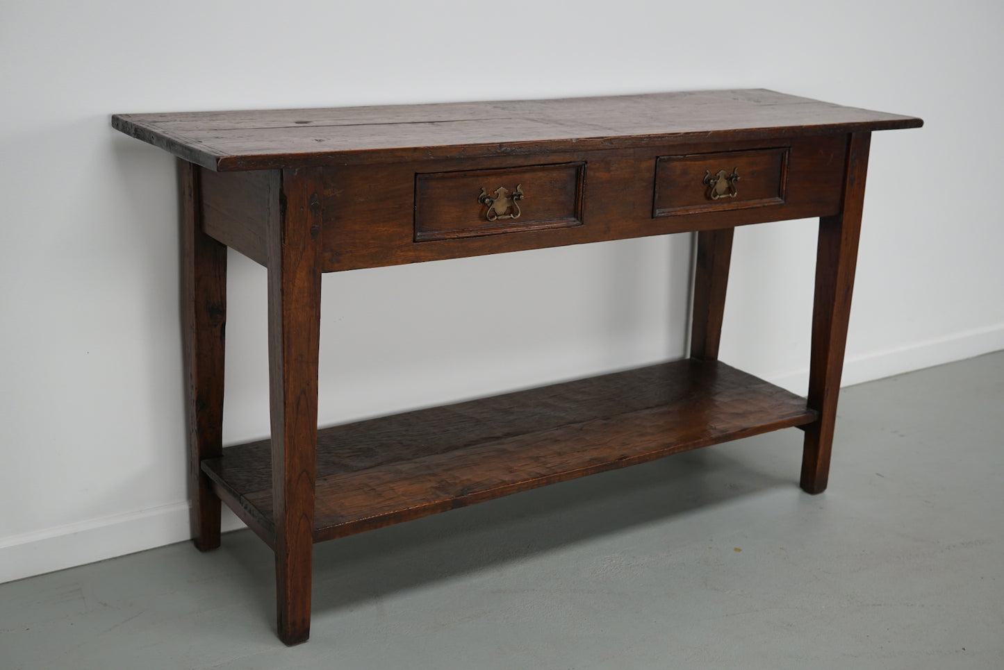 Vintage French Rustic Farmhouse Oak Side Table