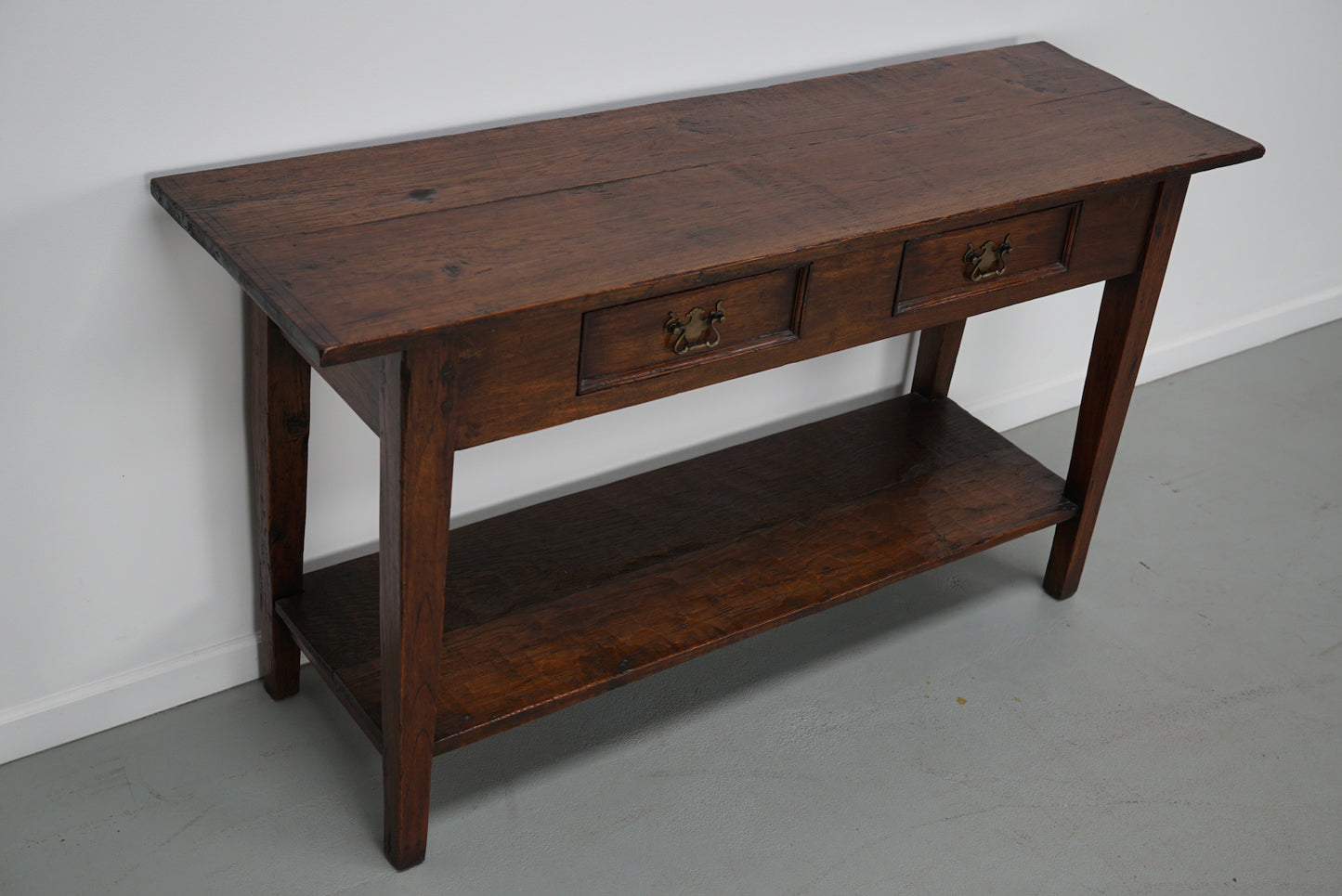 Vintage French Rustic Farmhouse Oak Side Table