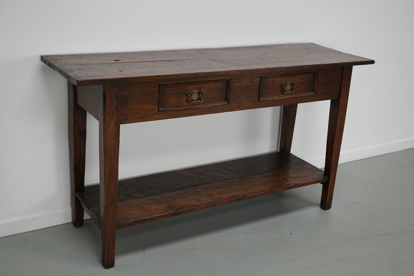 Vintage French Rustic Farmhouse Oak Side Table