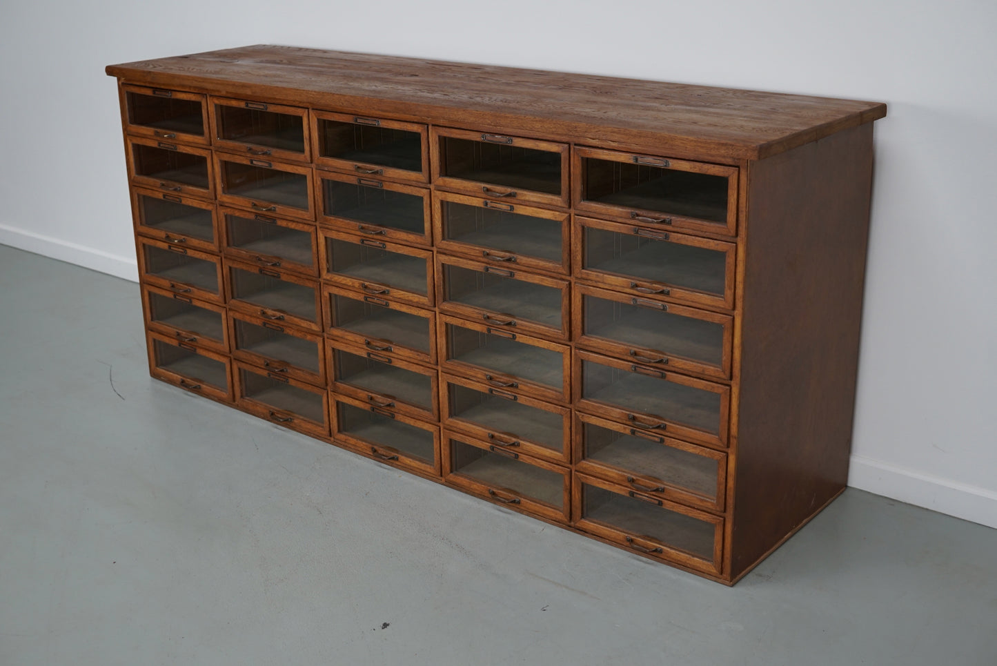 Vintage Dutch Oak Haberdashery Shop Cabinet / Vitrine, 1930s