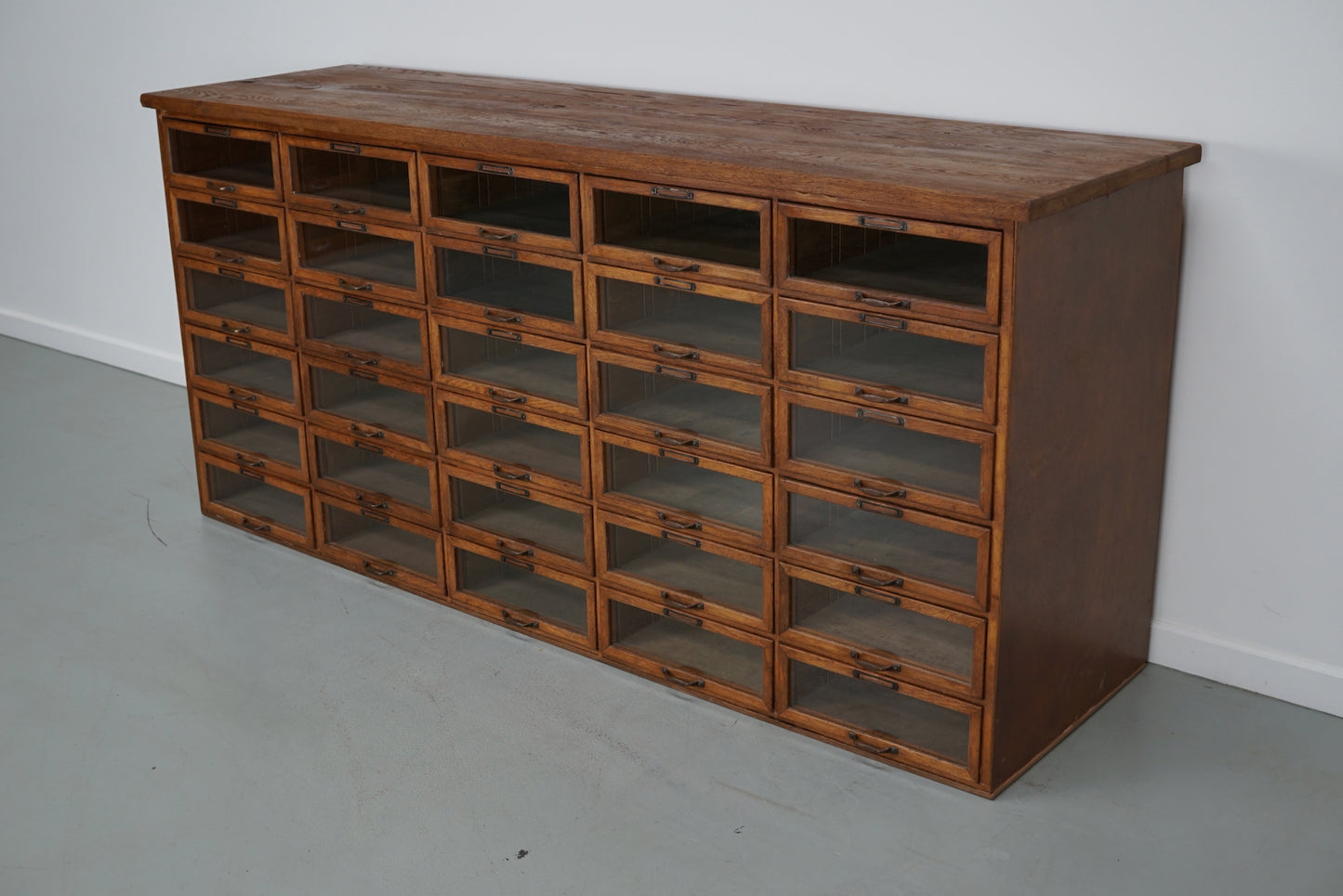 Vintage Dutch Oak Haberdashery Shop Cabinet / Vitrine, 1930s