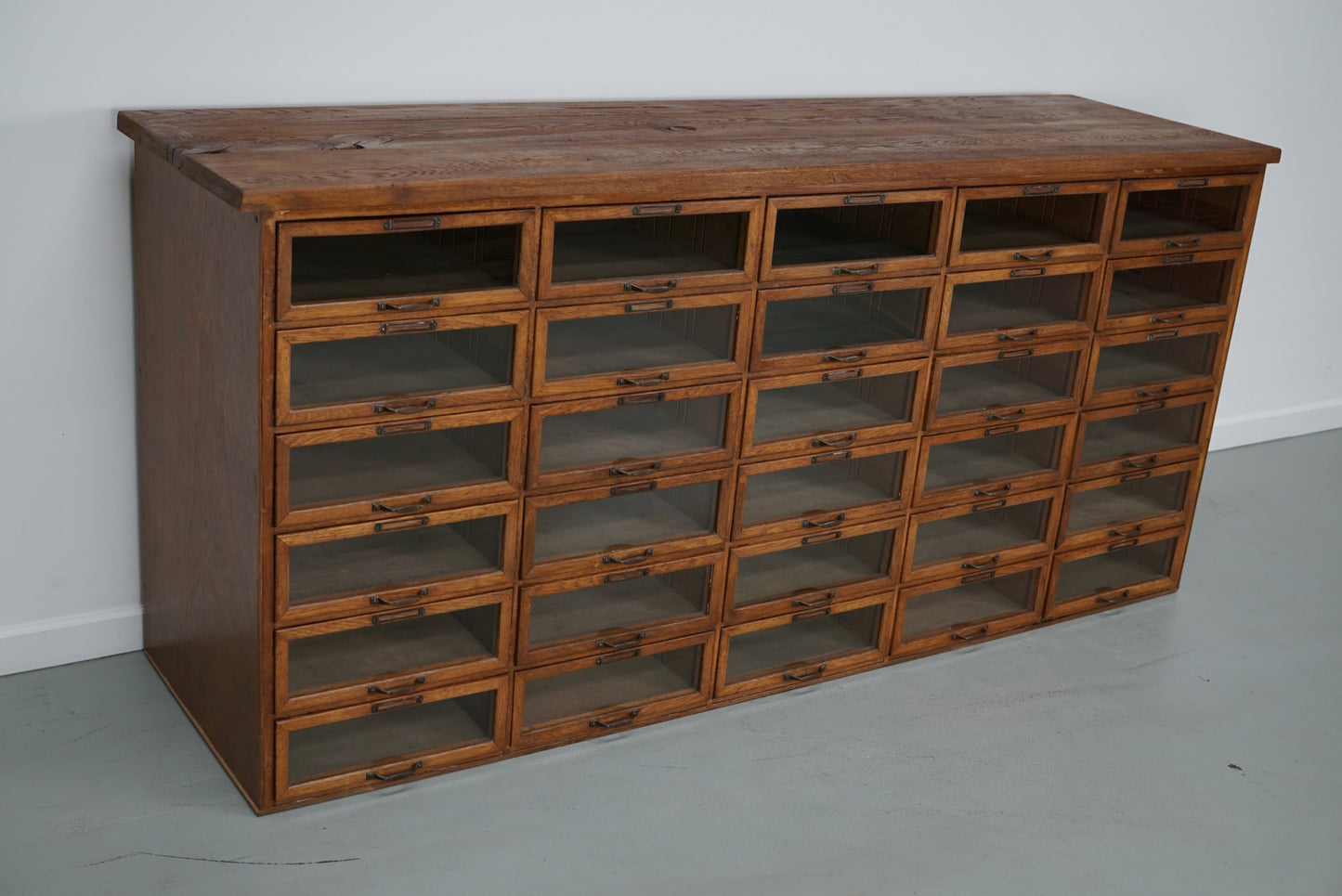 Vintage Dutch Oak Haberdashery Shop Cabinet / Vitrine, 1930s