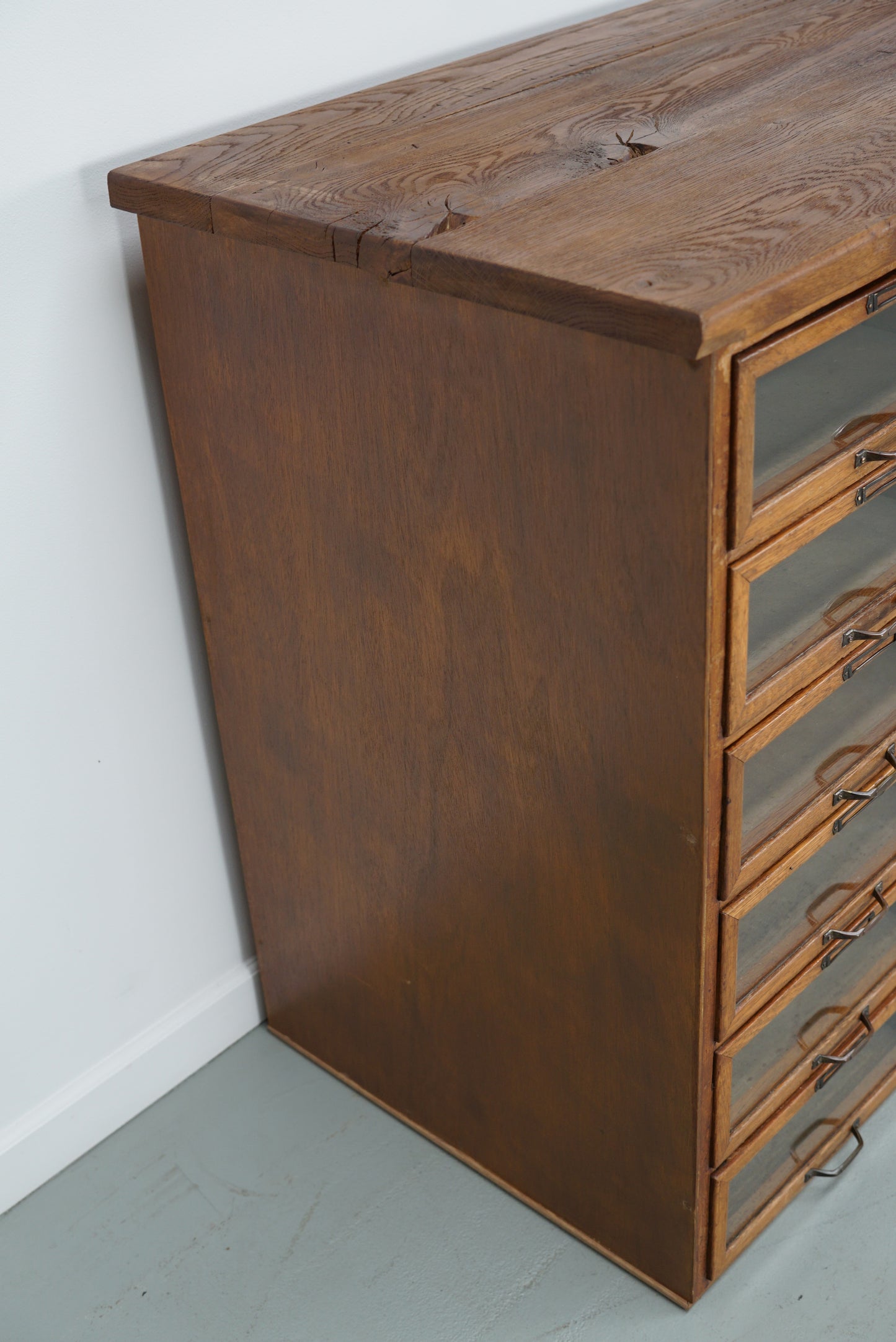 Vintage Dutch Oak Haberdashery Shop Cabinet / Vitrine, 1930s