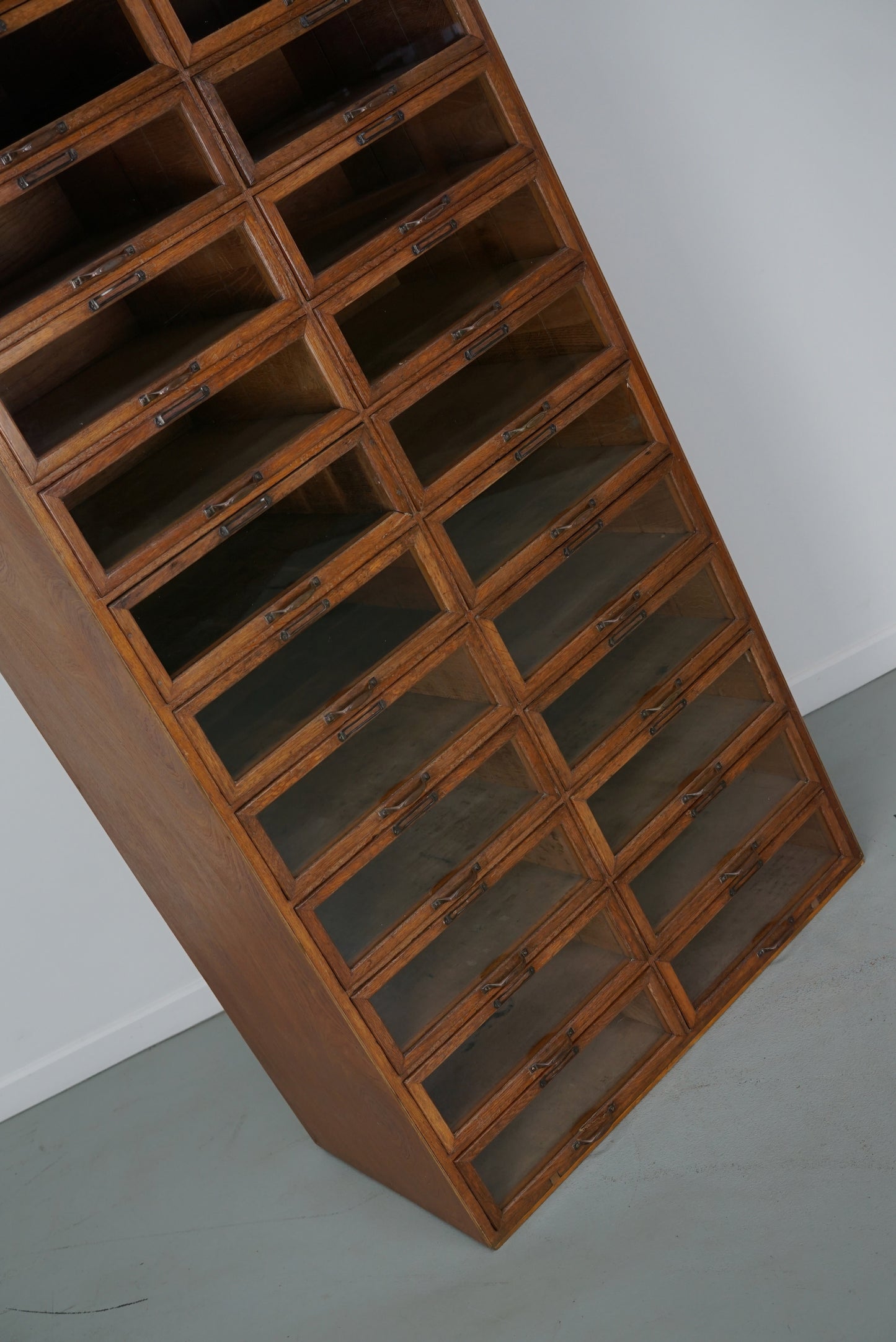 Vintage Dutch Oak Haberdashery Shop Cabinet / Vitrine, 1930s