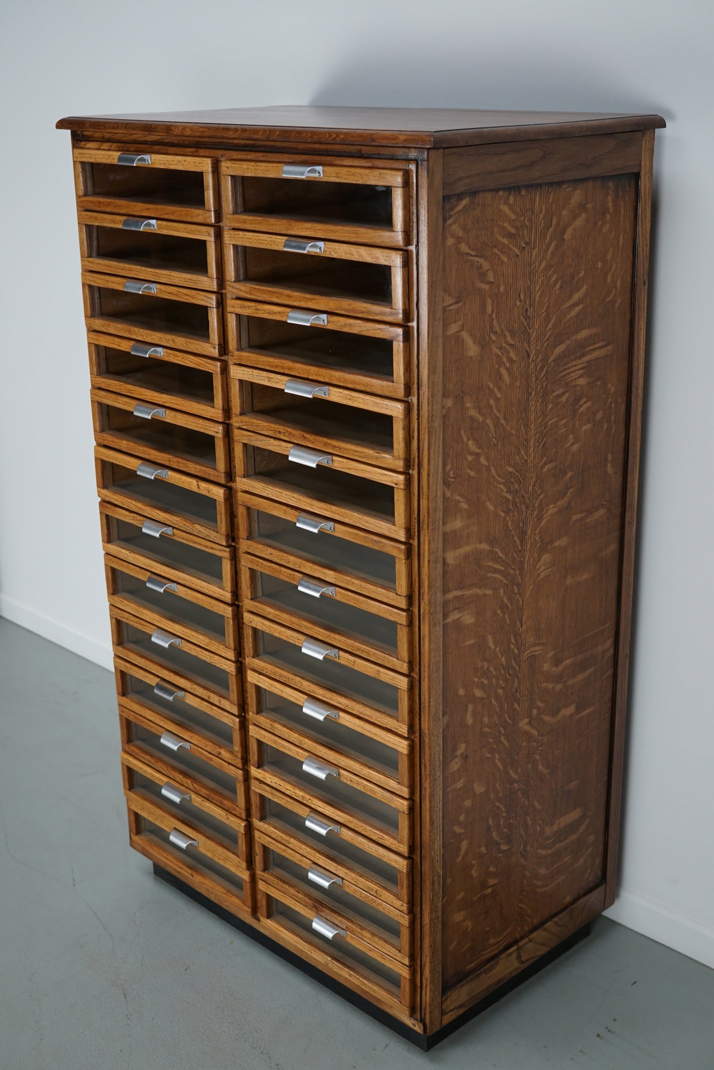 Vintage Dutch Oak Haberdashery Shop Cabinet / Vitrine, 1950s