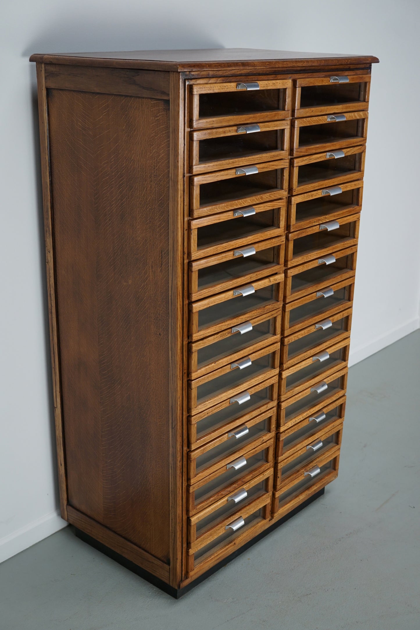 Vintage Dutch Oak Haberdashery Shop Cabinet / Vitrine, 1950s
