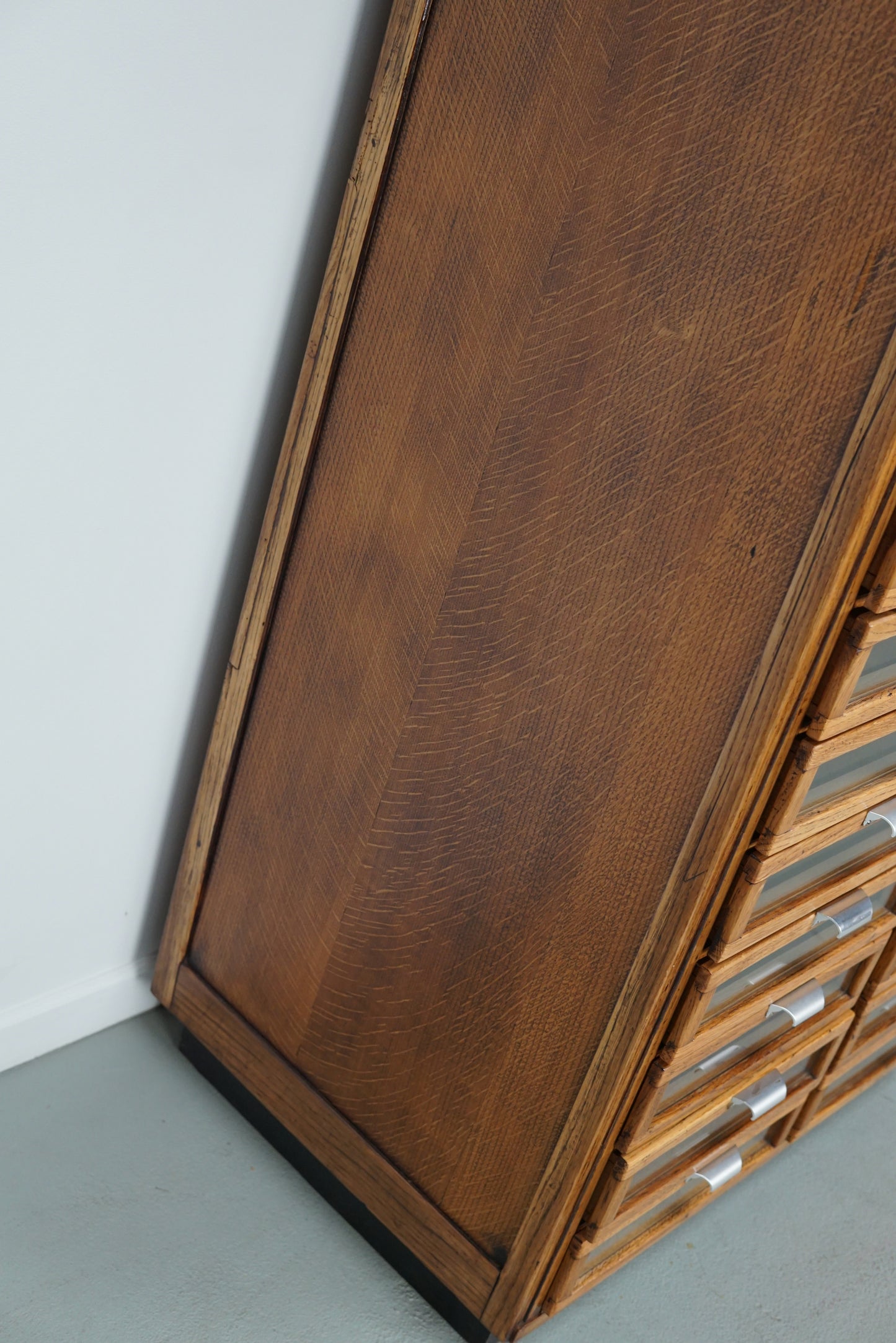 Vintage Dutch Oak Haberdashery Shop Cabinet / Vitrine, 1950s