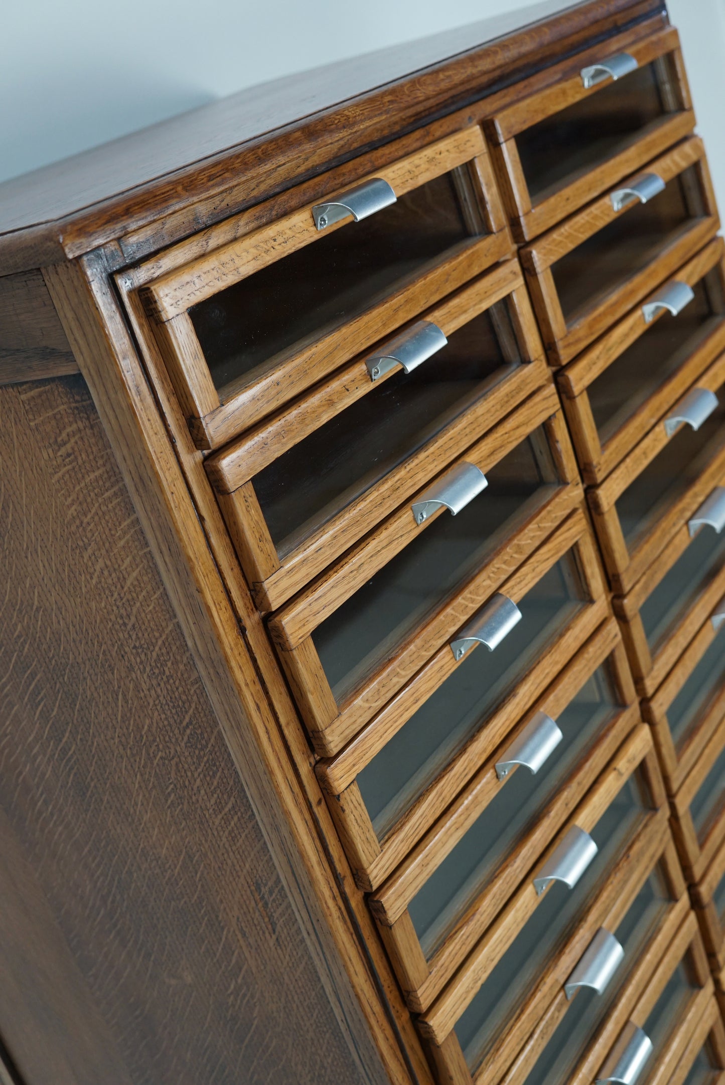 Vintage Dutch Oak Haberdashery Shop Cabinet / Vitrine, 1950s