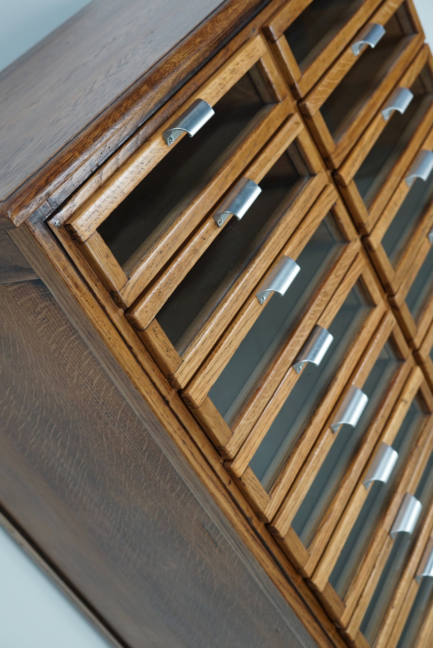 Vintage Dutch Oak Haberdashery Shop Cabinet / Vitrine, 1950s