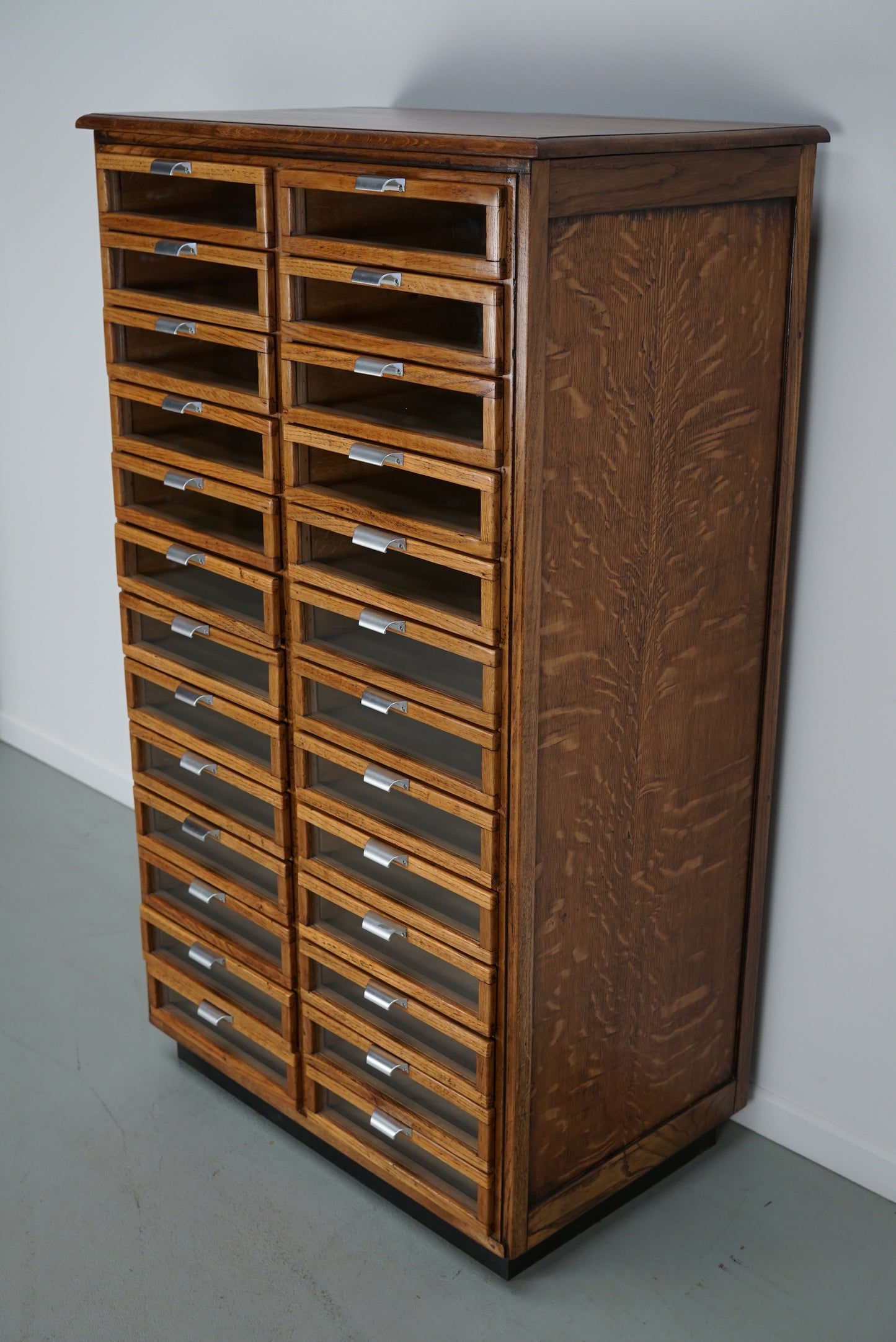 Vintage Dutch Oak Haberdashery Shop Cabinet / Vitrine, 1950s