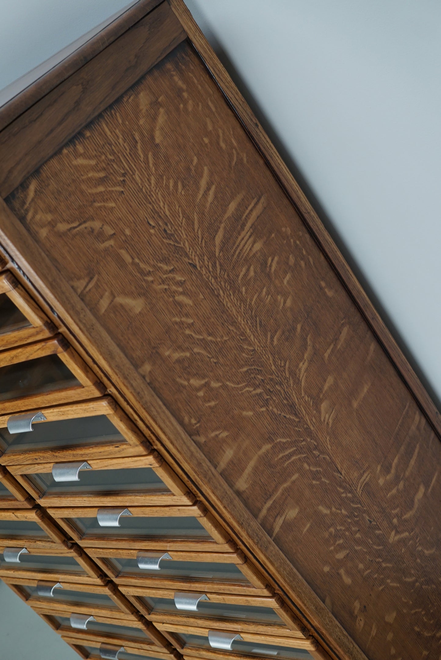 Vintage Dutch Oak Haberdashery Shop Cabinet / Vitrine, 1950s