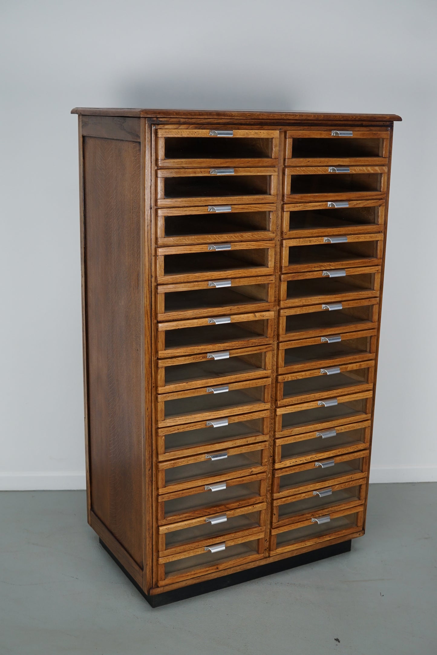 Vintage Dutch Oak Haberdashery Shop Cabinet / Vitrine, 1950s